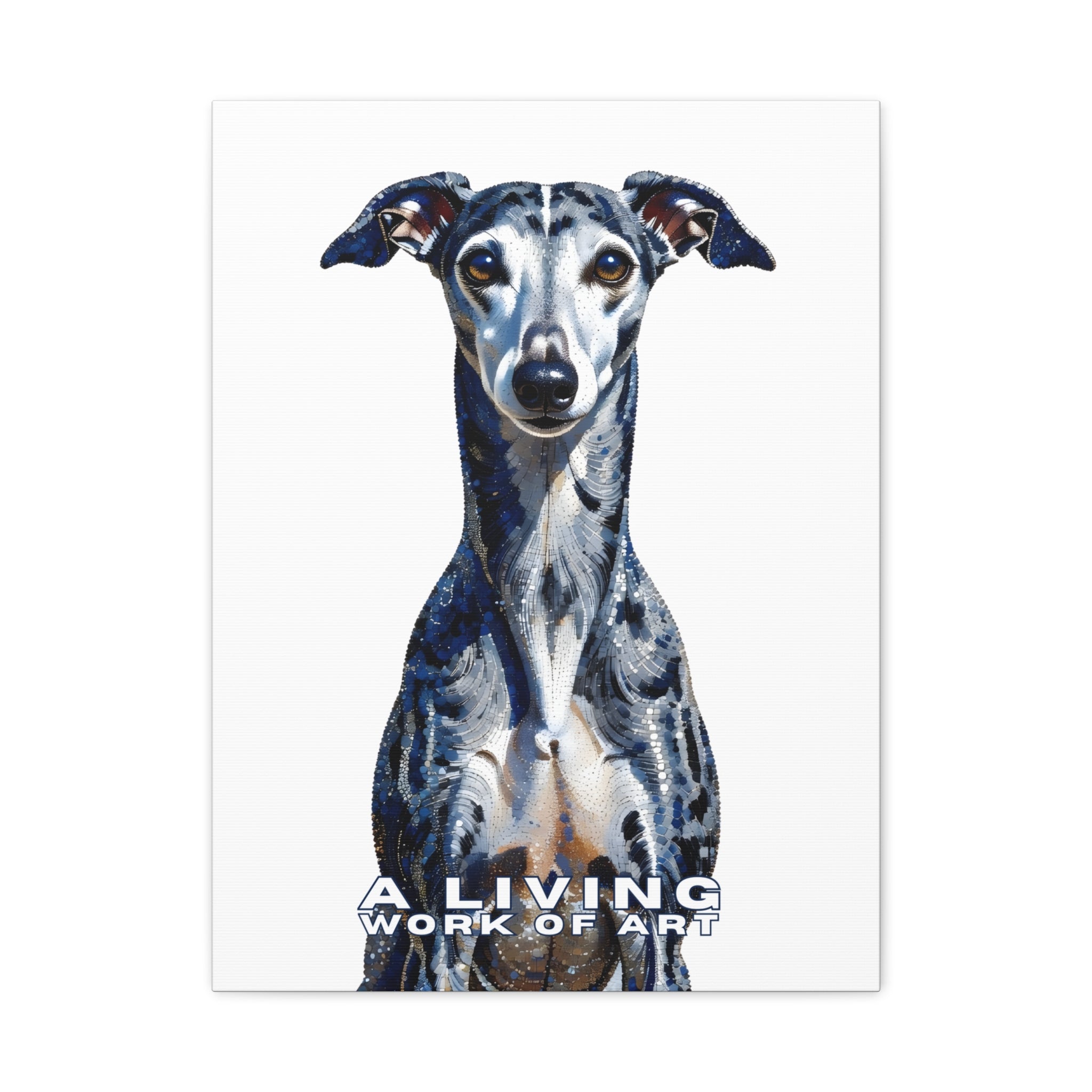 Whippet Canvas Wall Art | Living Work of Art Collection | Pointillism Style Print