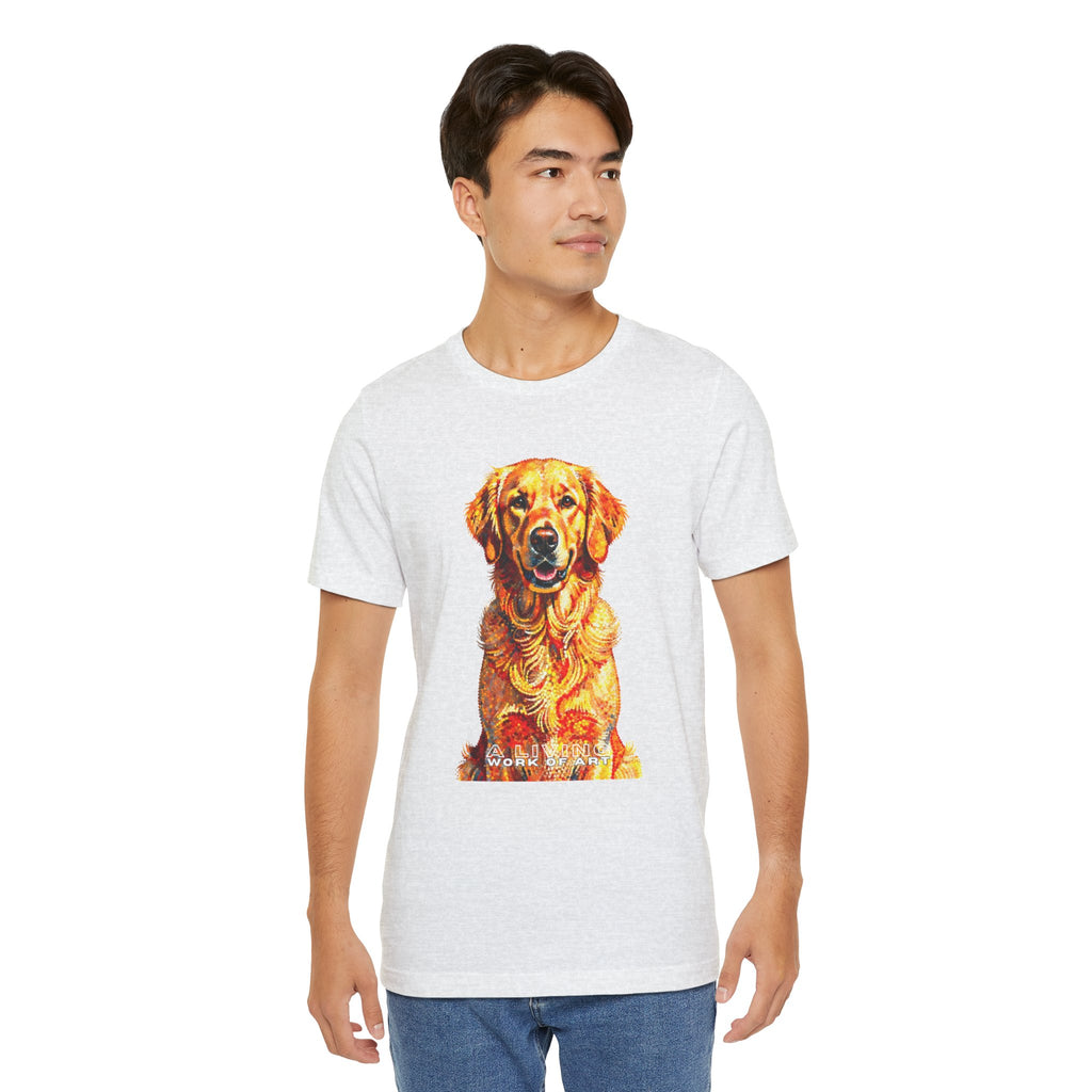 Golden Retriever Pointer T Shirt | Living Work of Art Collection | Pointillism Style