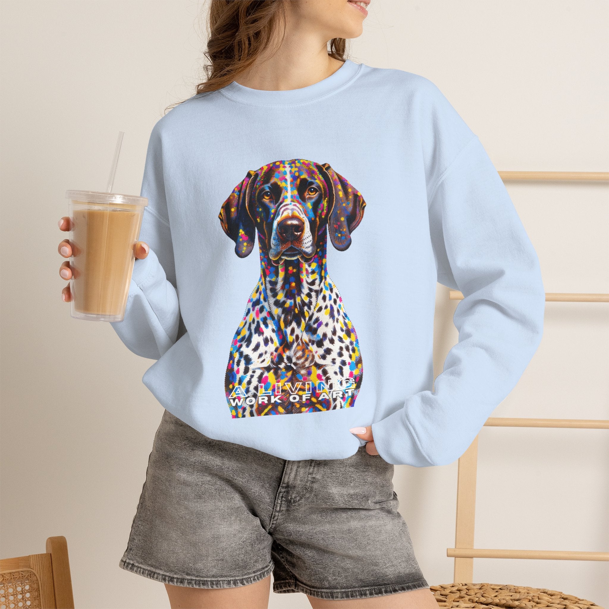 German Shorthaired Pointer Sweatshirt | Living Work of Art Collection | Pointillism Style