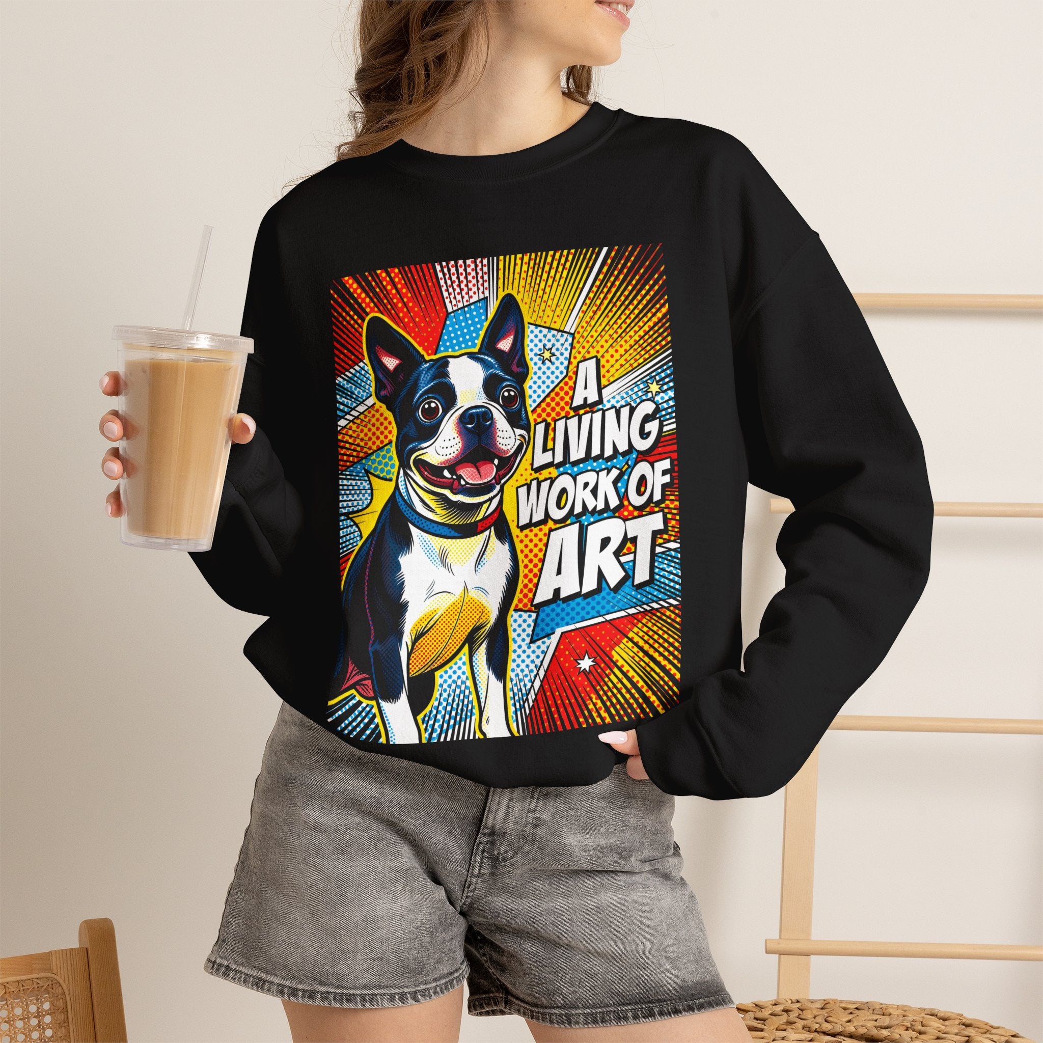 Boston Terrier Sweatshirt | Living Work of Art Collection | Pop Art