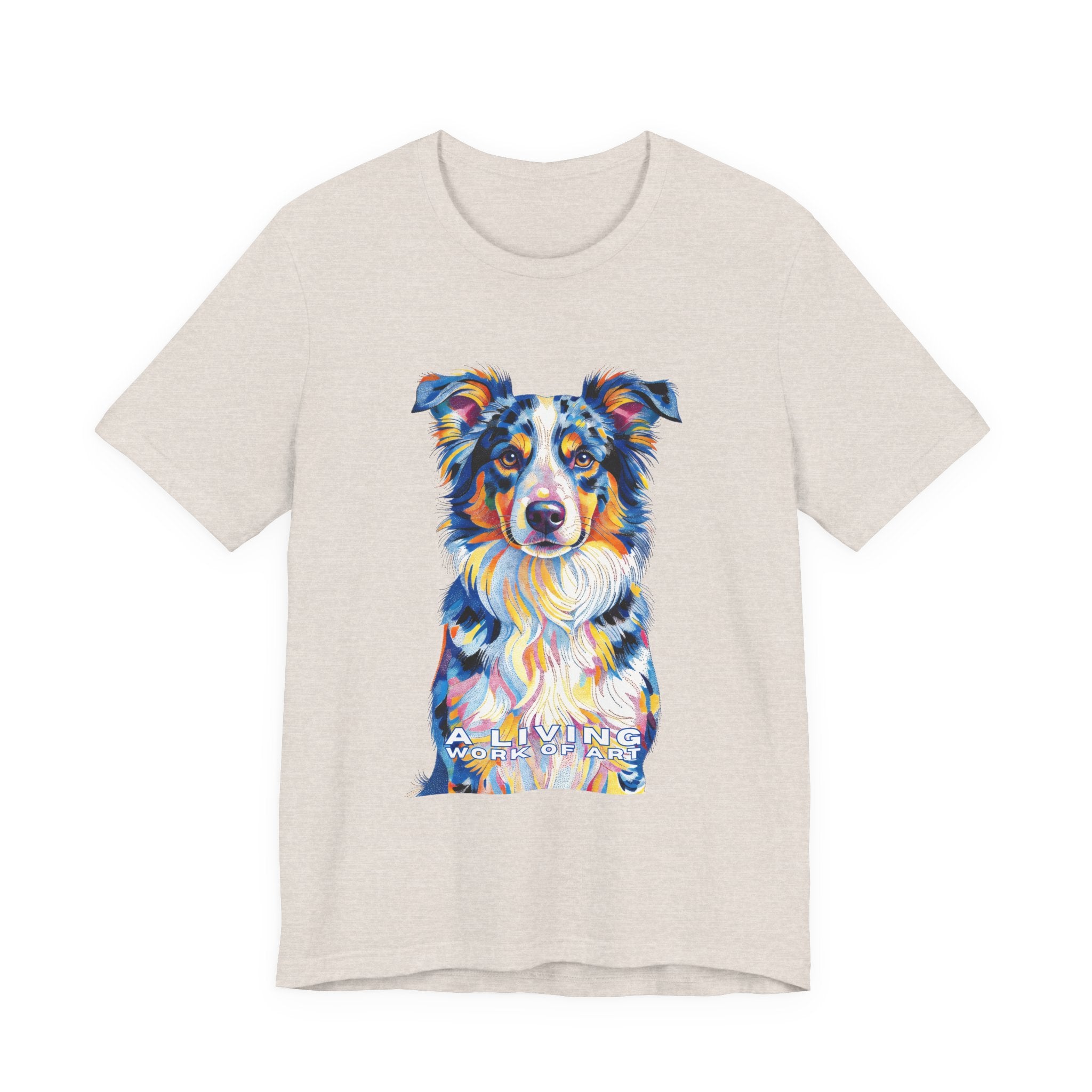 Australian Shepherd T Shirt | Living Work of Art Collection | Pointillism Style