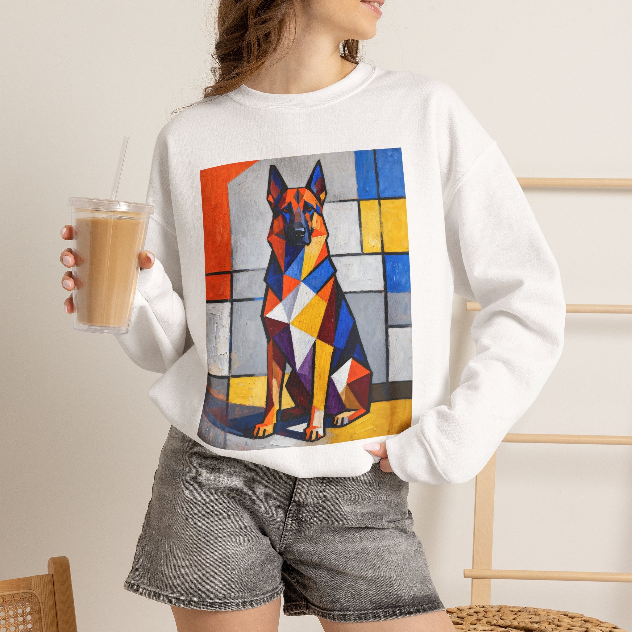 German Shepherd Sweatshirt | Living Work of Art Collection | Cubist Style