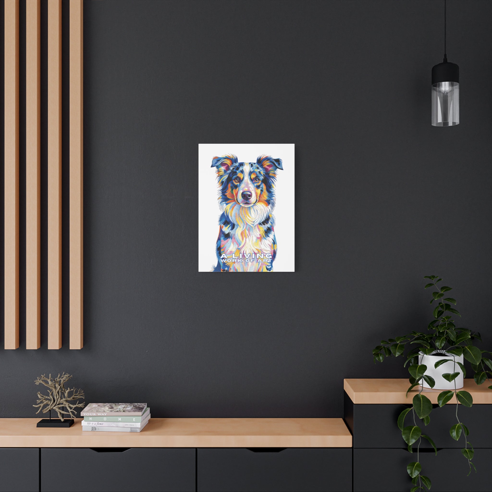 Australian Shepherd Canvas Wall Art | Living Work of Art Collection | Pointillism Style Print