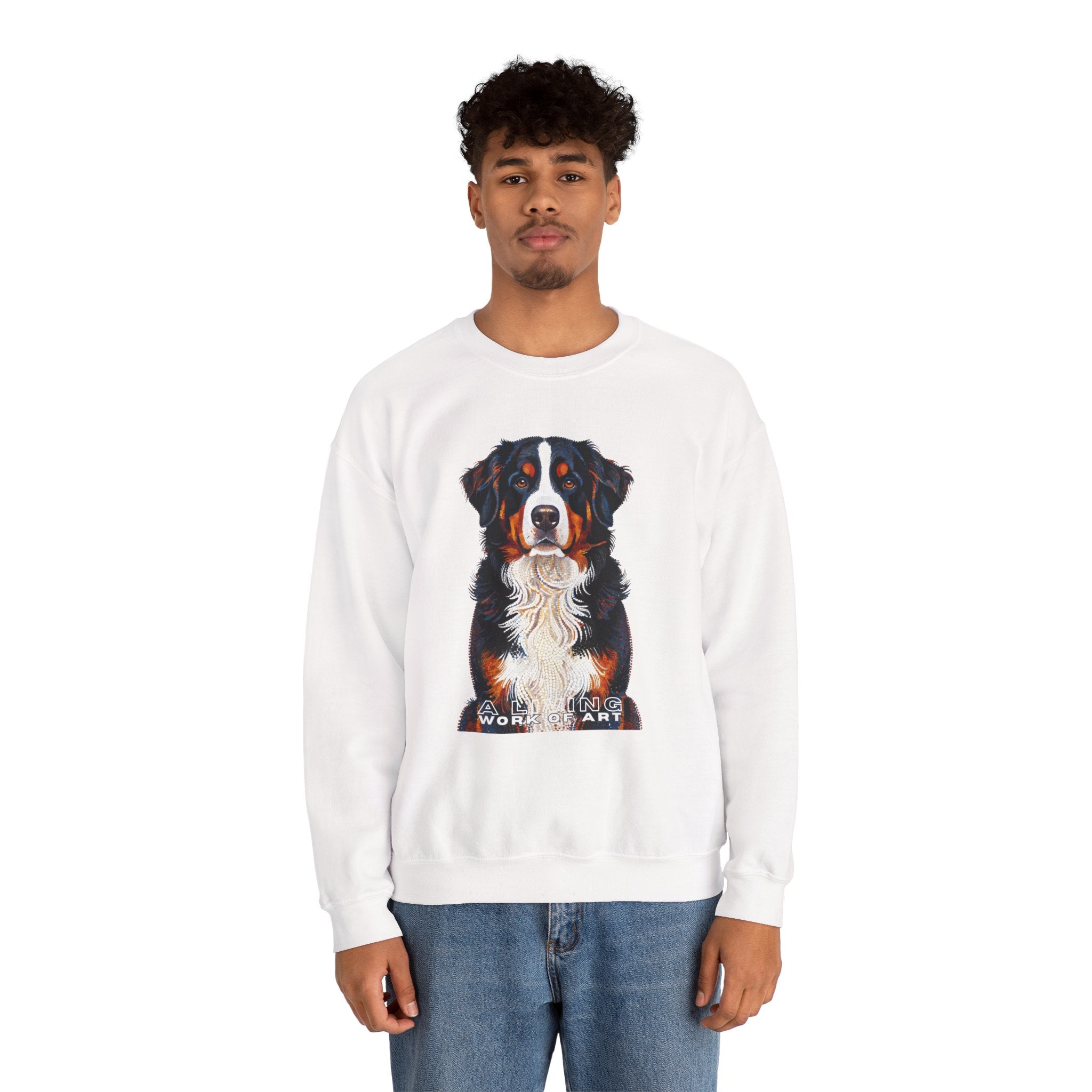Bernese Mountain Dog Sweatshirt | Living Work of Art Collection | Pointillism Style