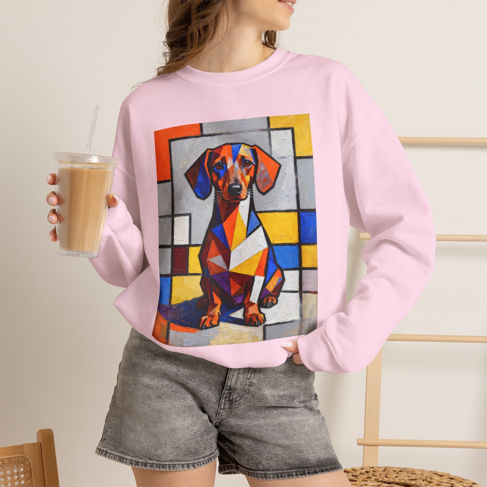 Dachshund Sweatshirt | Living Work of Art Collection | Cubist Style