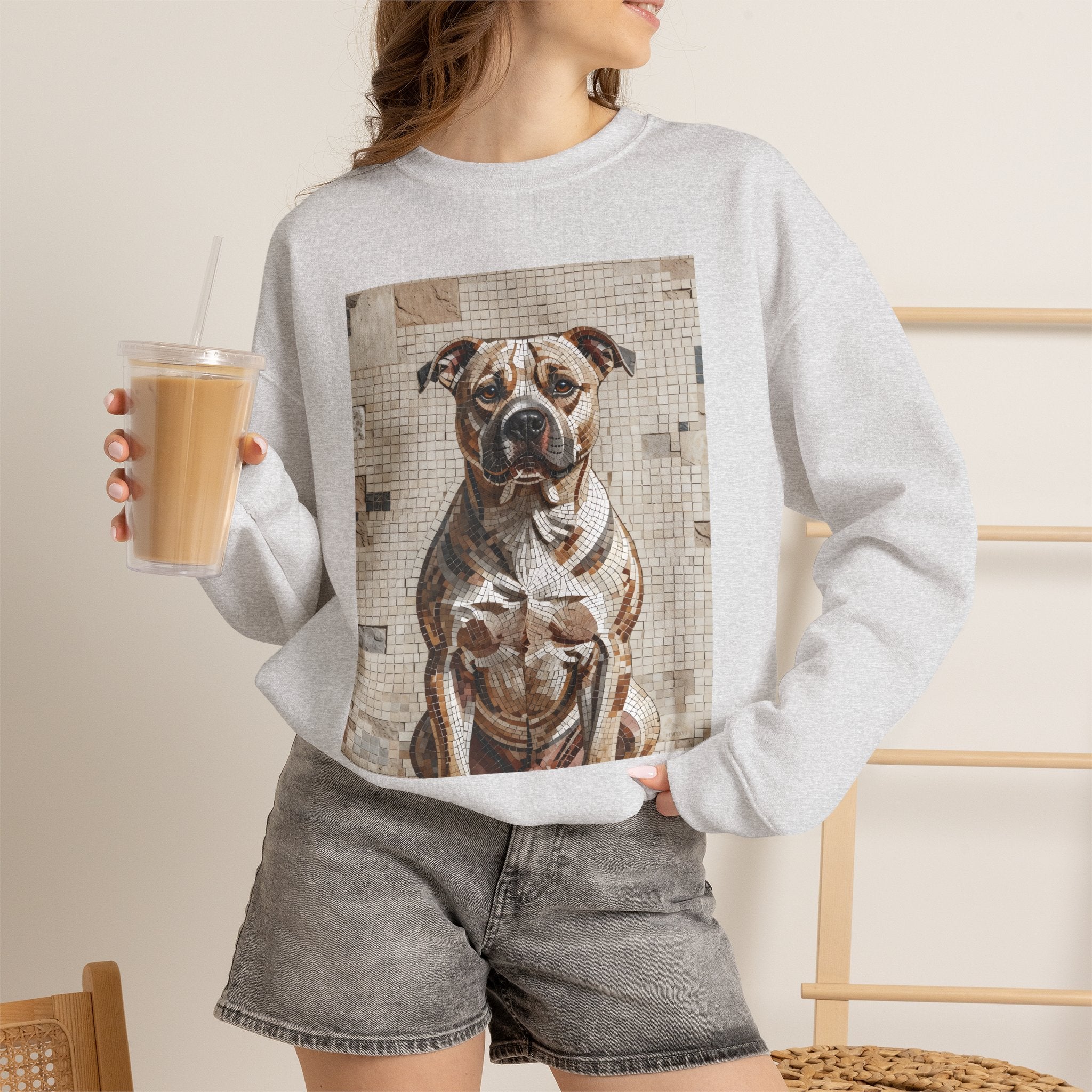 Staffordshire Bull Terrier Sweatshirt | Living Work of Art Collection | Mosaic Style