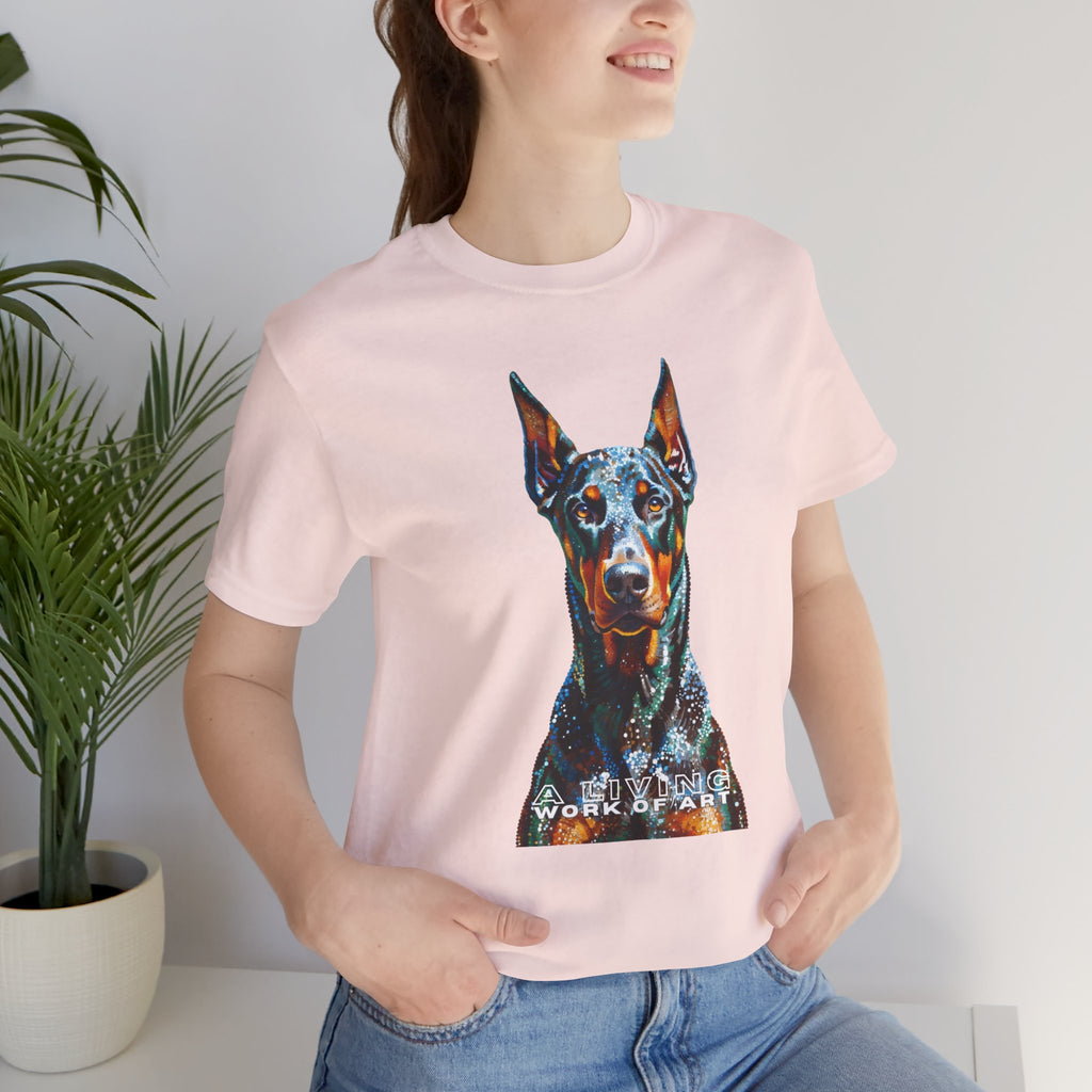 Doberman Pinscher T Shirt | Living Work of Art Collection | Pointillism Style