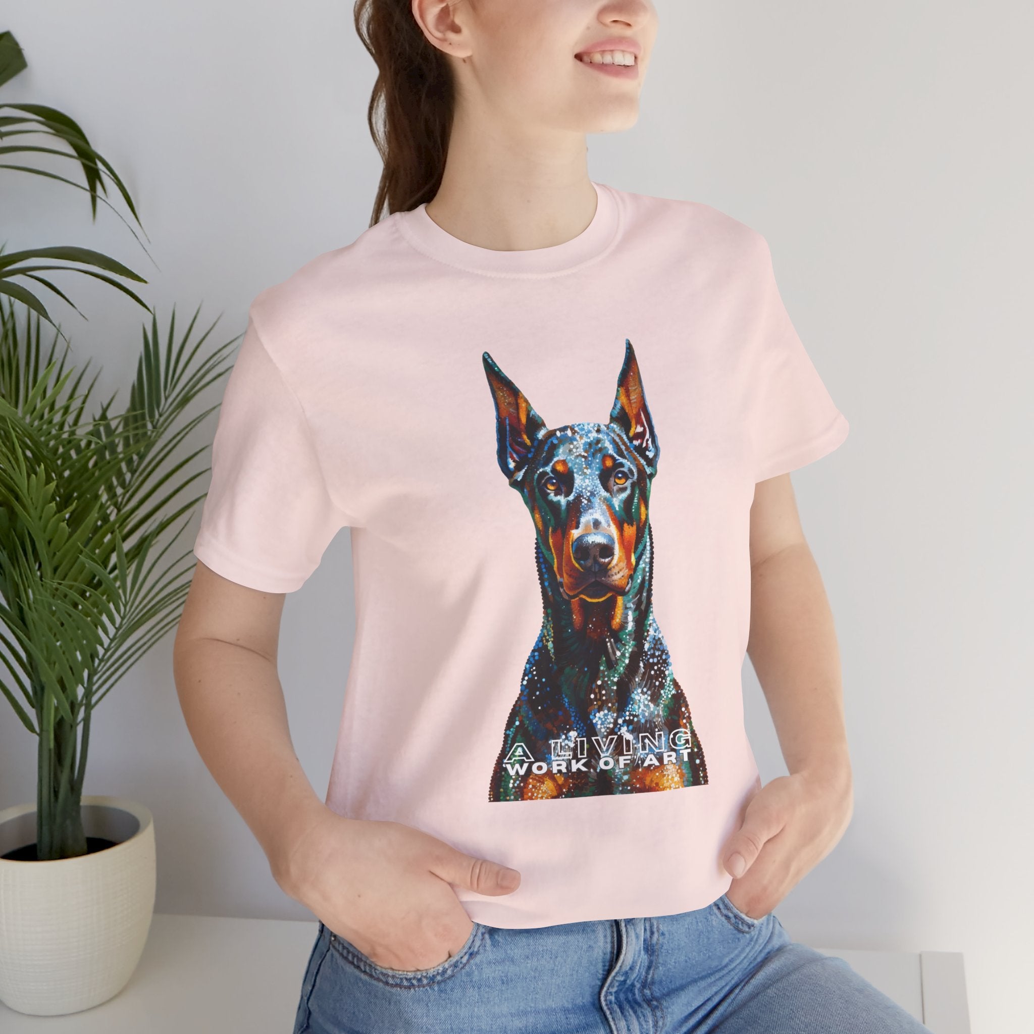 Doberman Pinscher T Shirt | Living Work of Art Collection | Pointillism Style