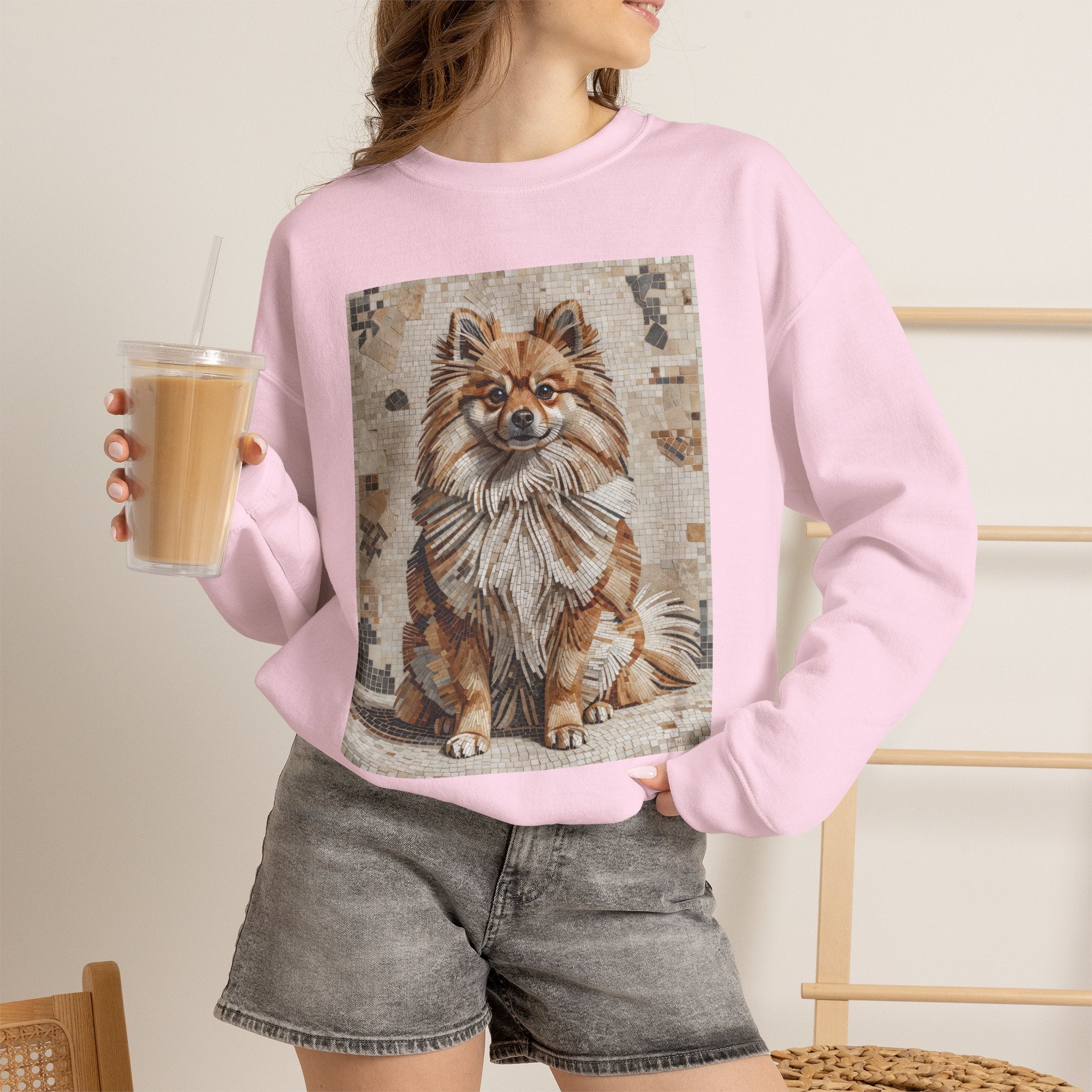 Pomeranian Sweatshirt | Living Work of Art Collection | Mosaic Style