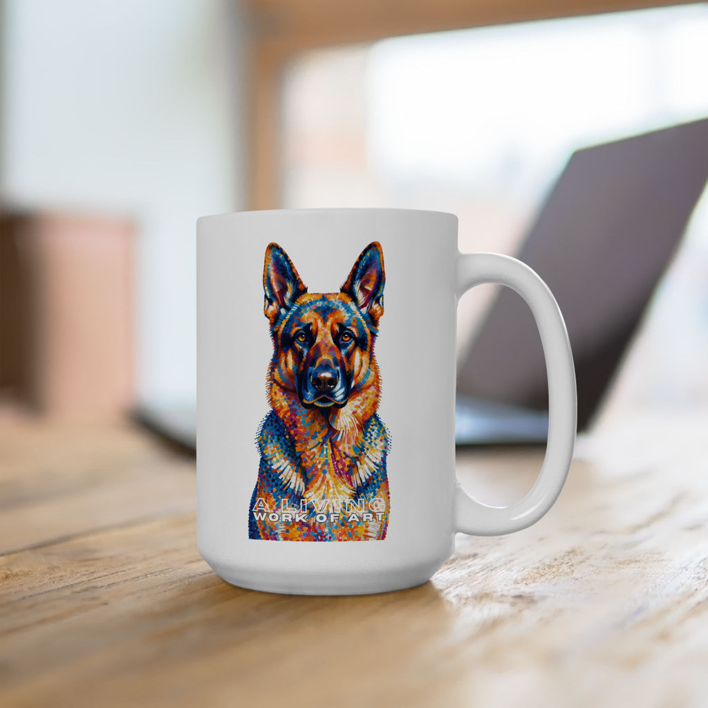 German Shepherd Coffee Mug | Living Work of Art Collection | Pointillism Style