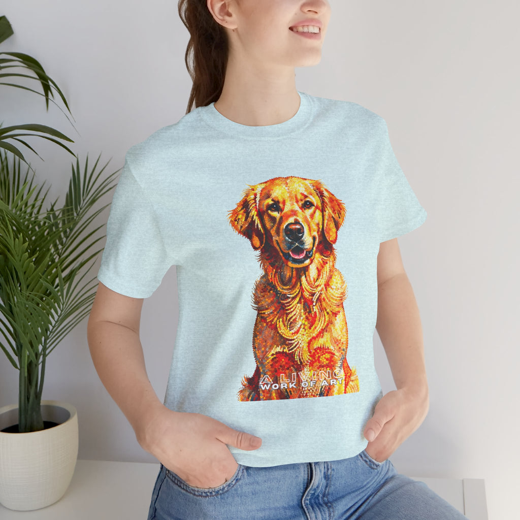 Golden Retriever Pointer T Shirt | Living Work of Art Collection | Pointillism Style