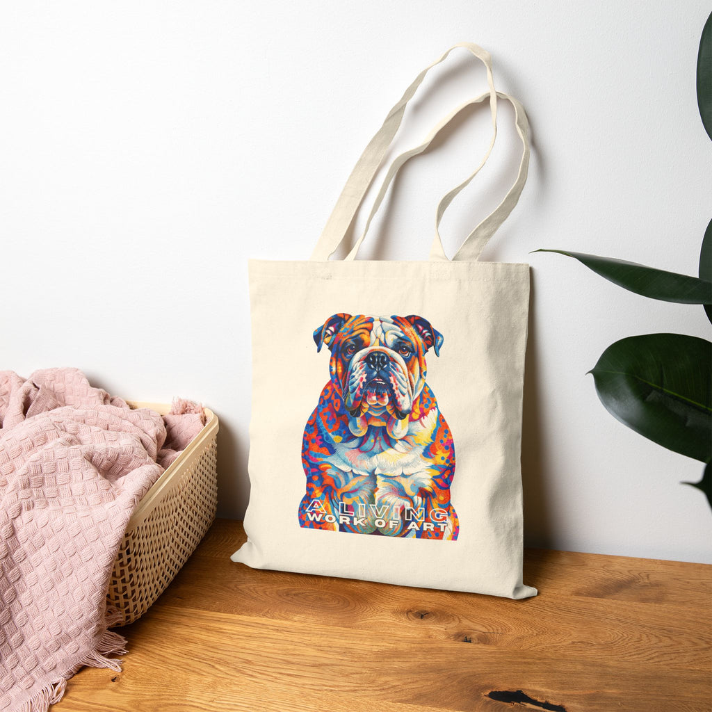 Bulldog Tote Bag | Living Work of Art Collection | Pointillism Style