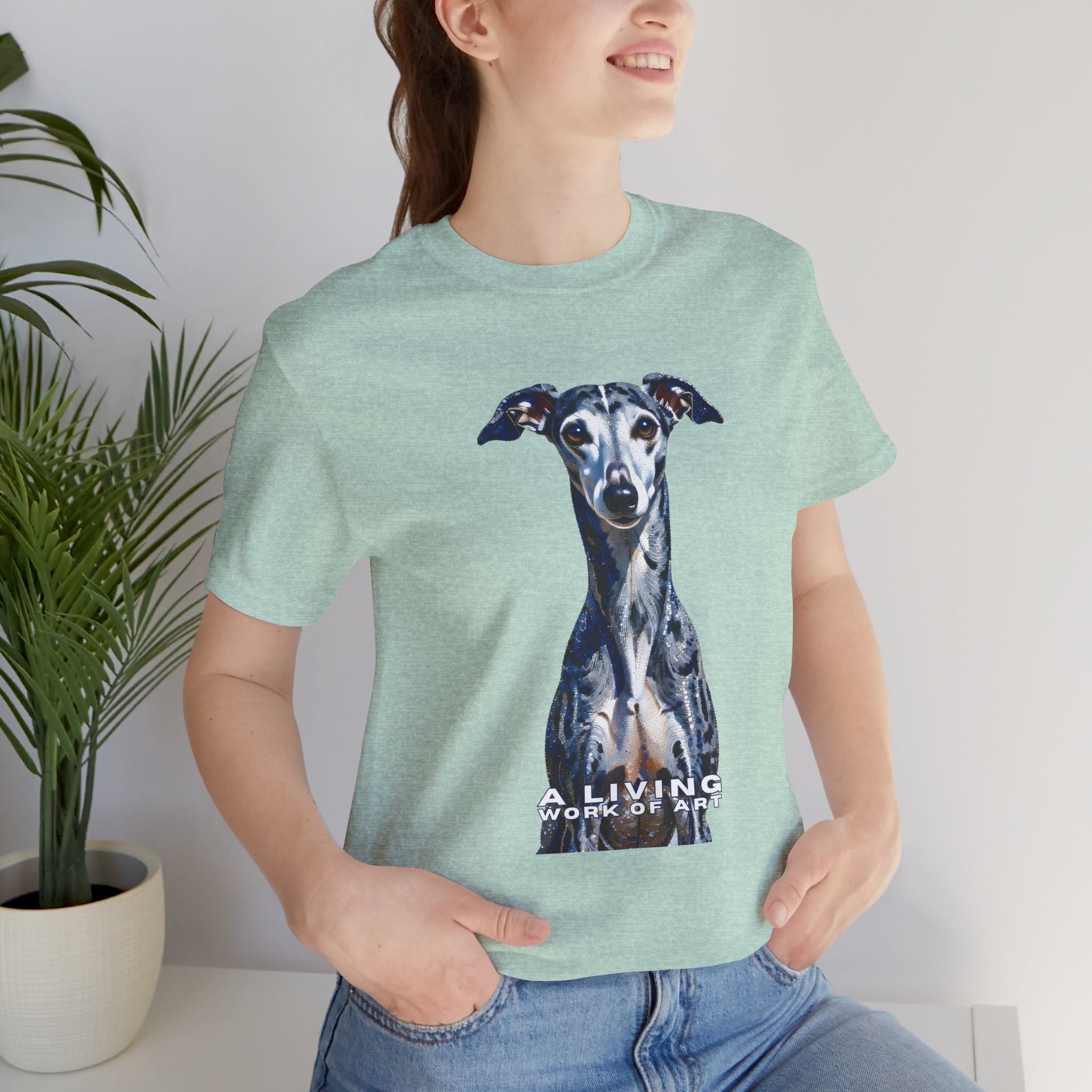Whippet T Shirt | Living Work of Art Collection | Pointillism Style