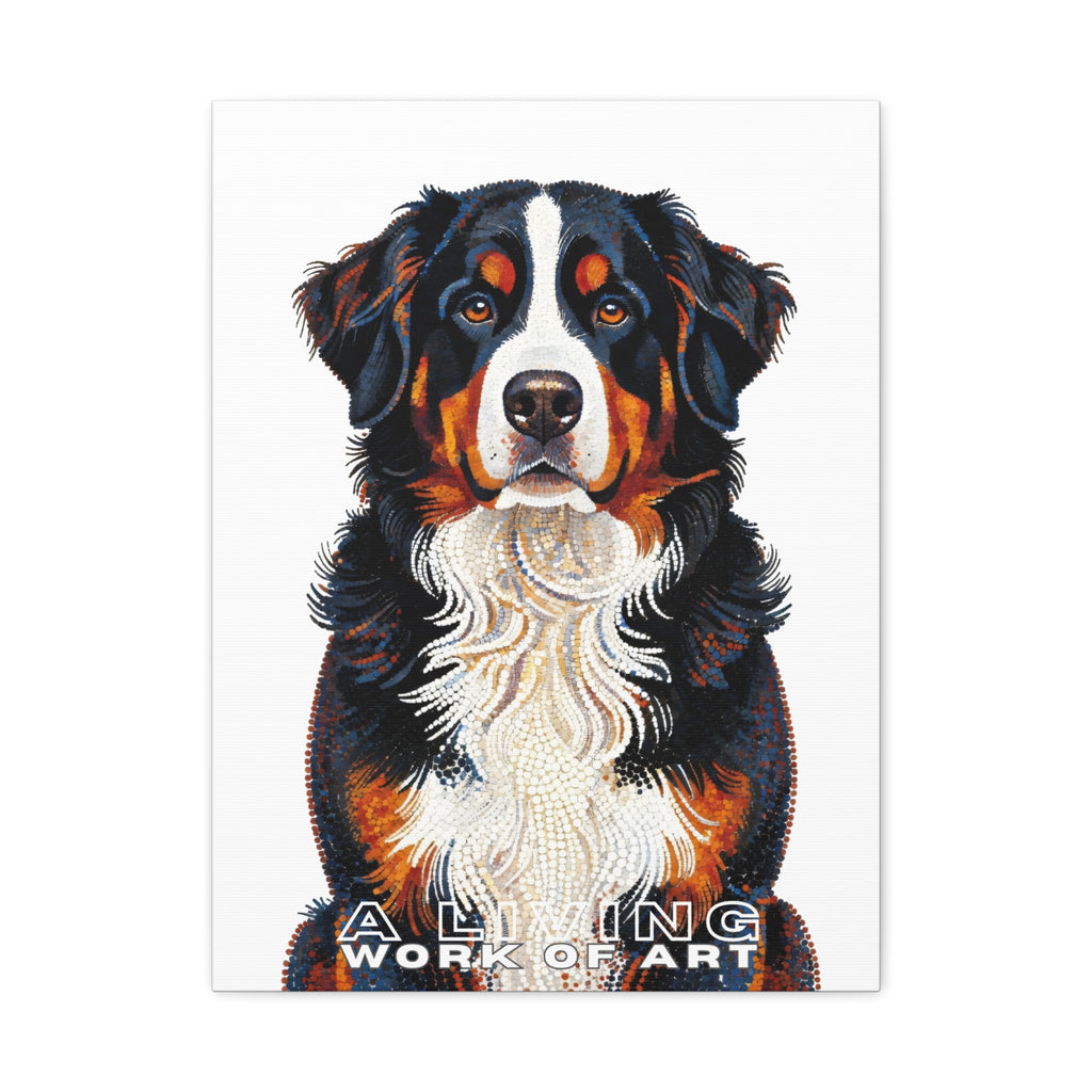 Bernese Mountain Dog Canvas Wall Art | Living Work of Art Collection | Pointillism Style Print