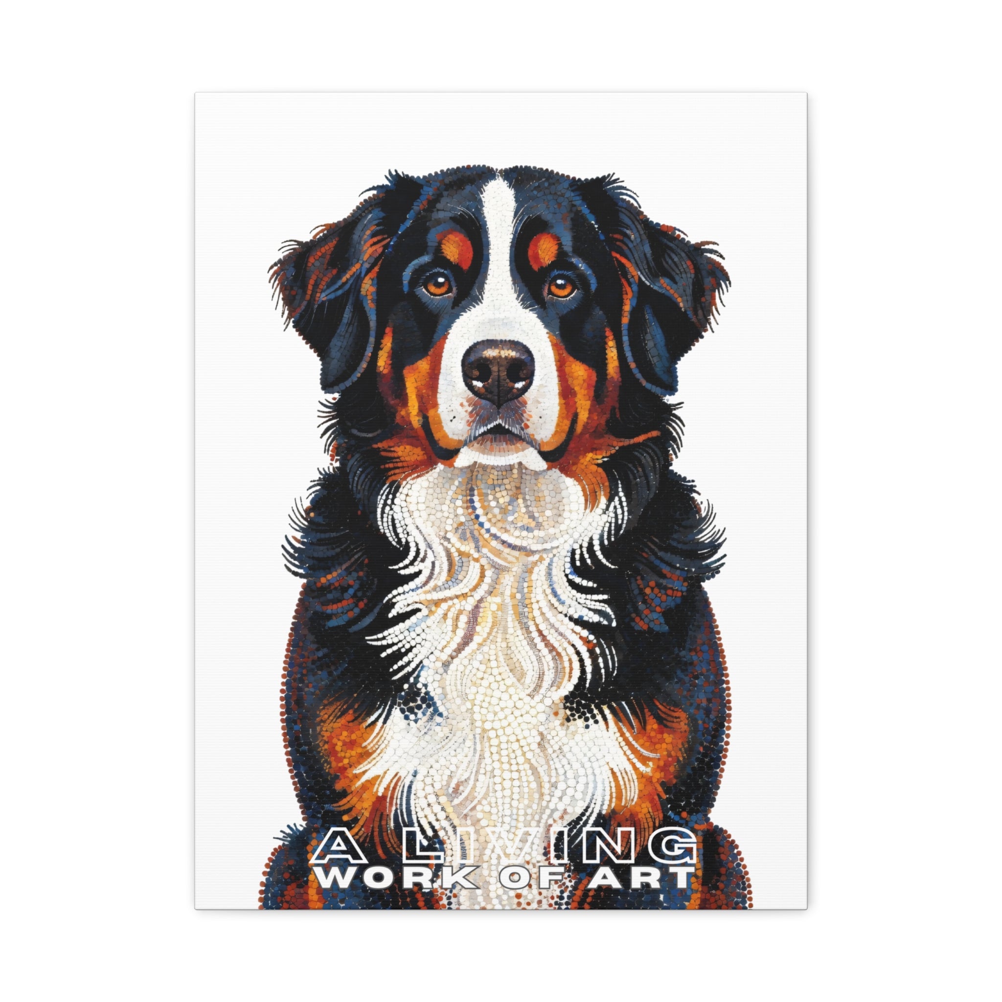 Bernese Mountain Dog Canvas Wall Art | Living Work of Art Collection | Pointillism Style Print