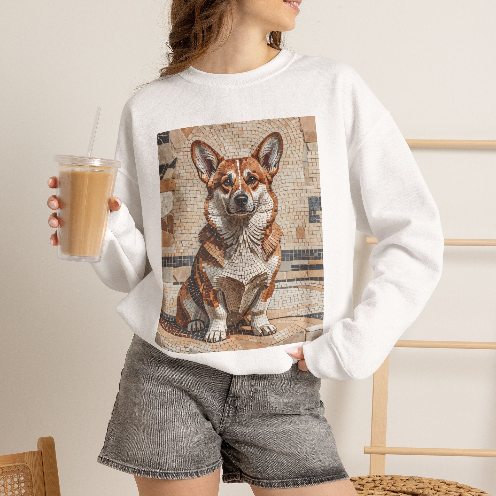 Corgi Sweatshirt | Living Work of Art Collection | Mosaic Style