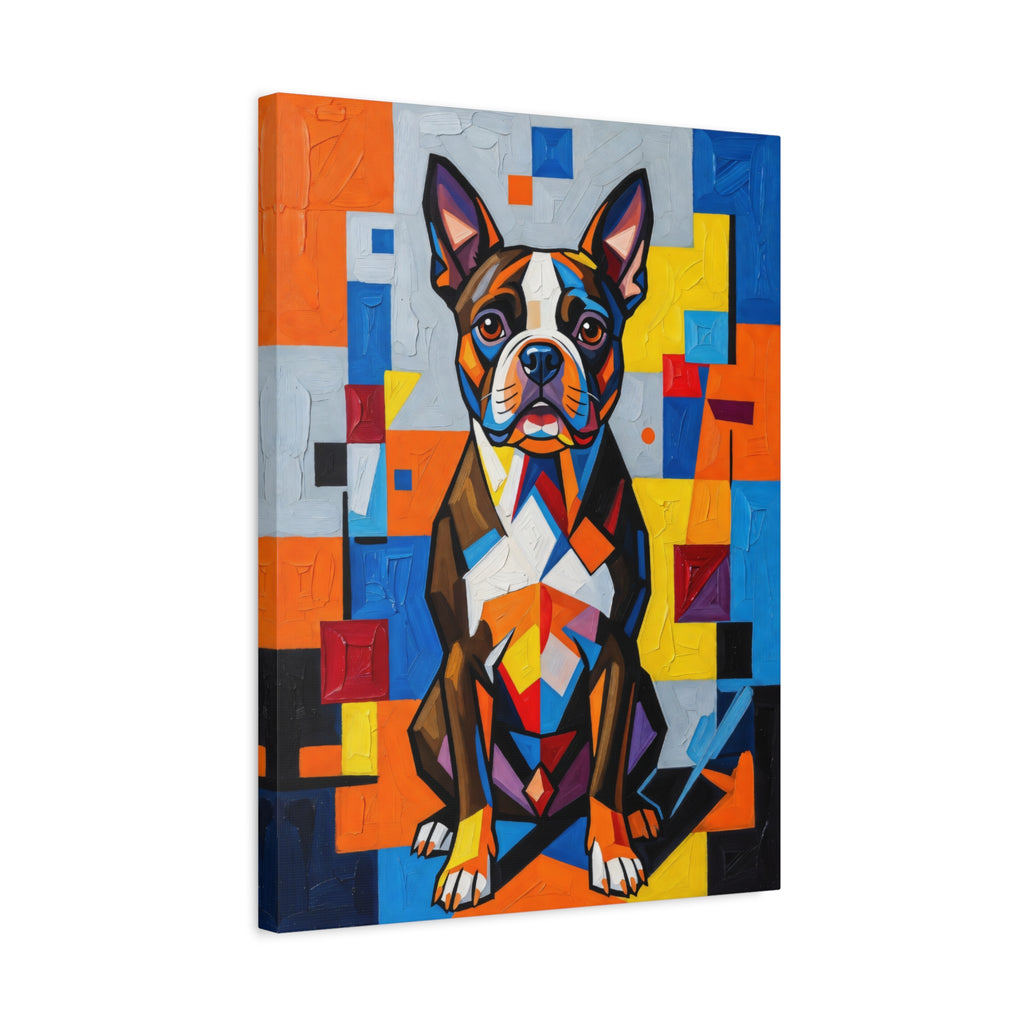 Boston Terrier Canvas Wall Art | Living Work of Art Collection | Cubist Style Print
