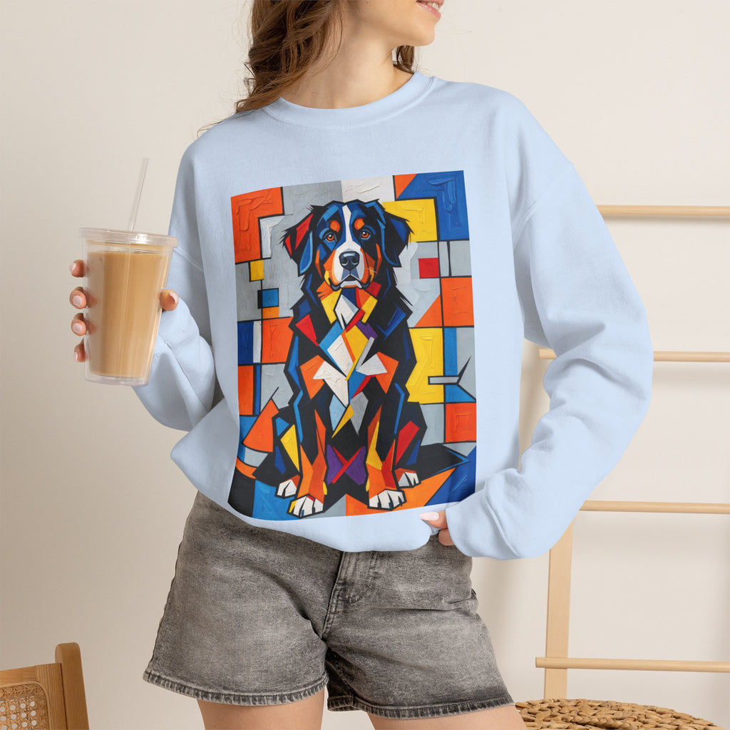 Bernese Mountain Dog Sweatshirt | Living Work of Art Collection | Cubist Style