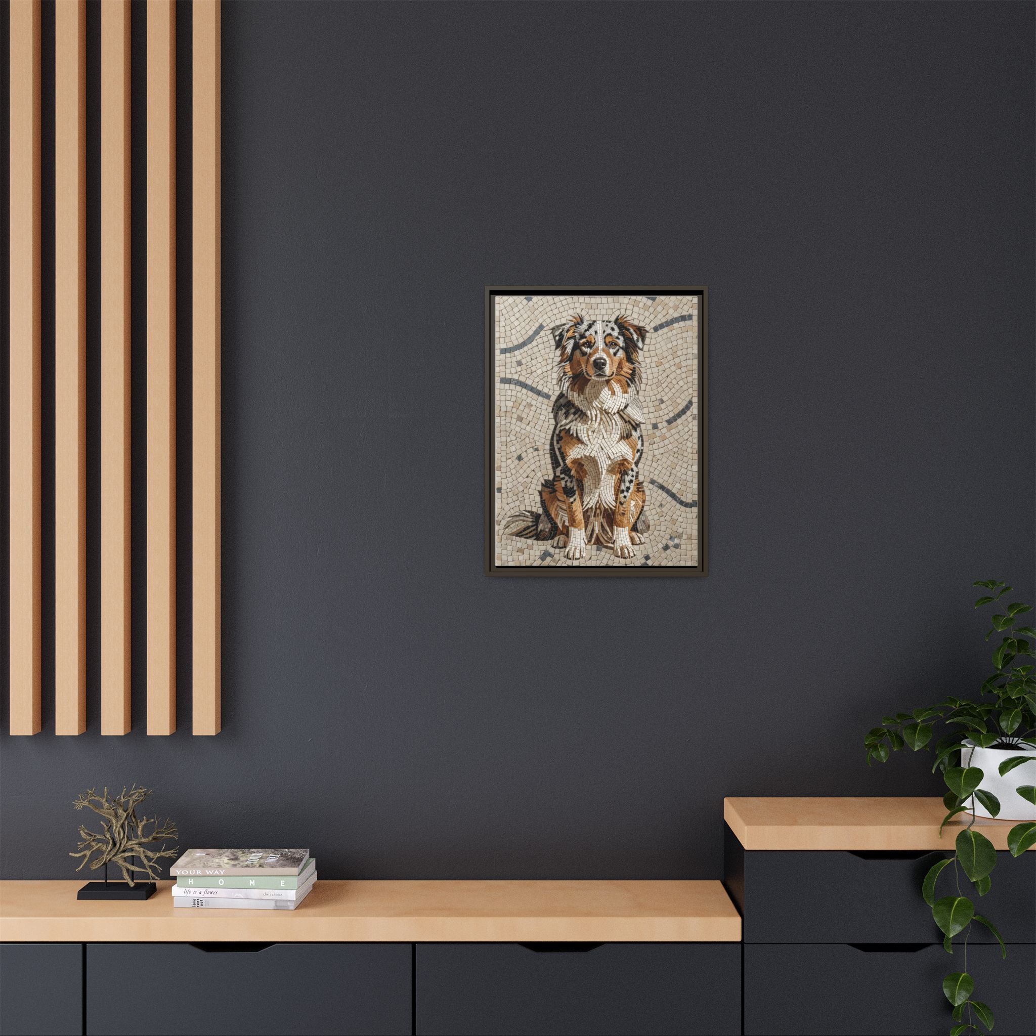 Australian Shepherd Canvas Wall Art | Living Work of Art Collection | Mosaic Style Print