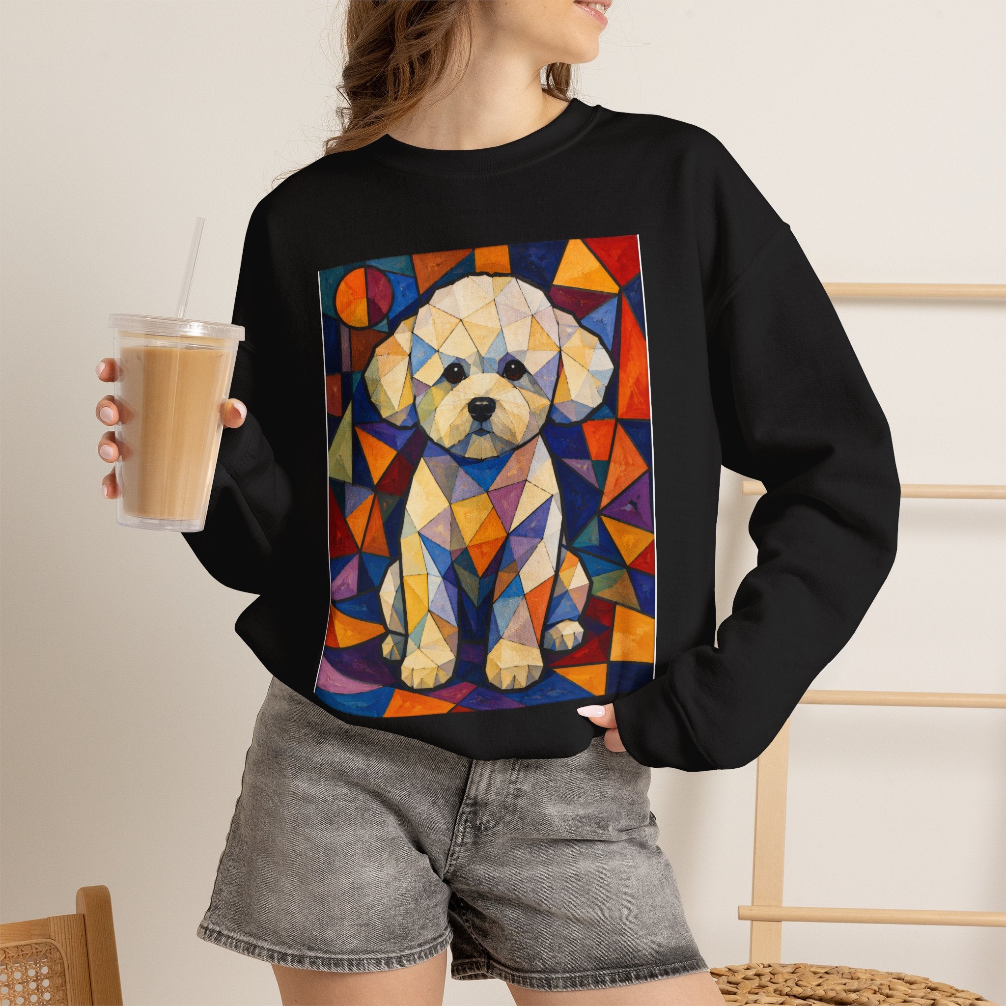 Bichon Frise Sweatshirt | Living Work of Art Collection | Cubist Style