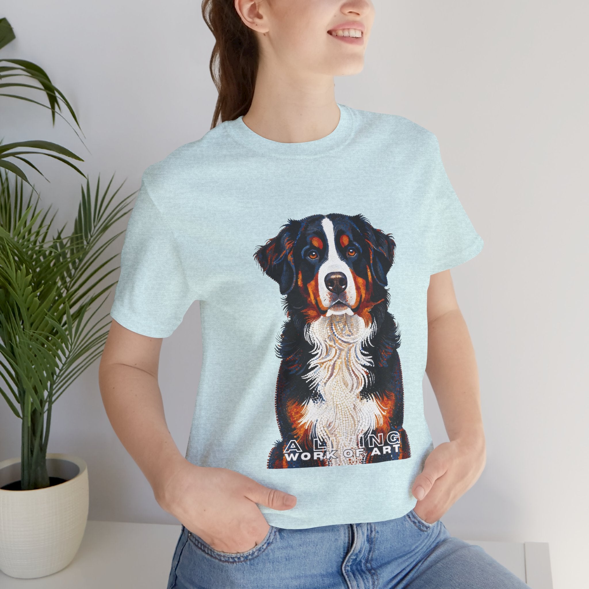 Bernese Mountain Dog T Shirt | Living Work of Art Collection | Pointillism Style