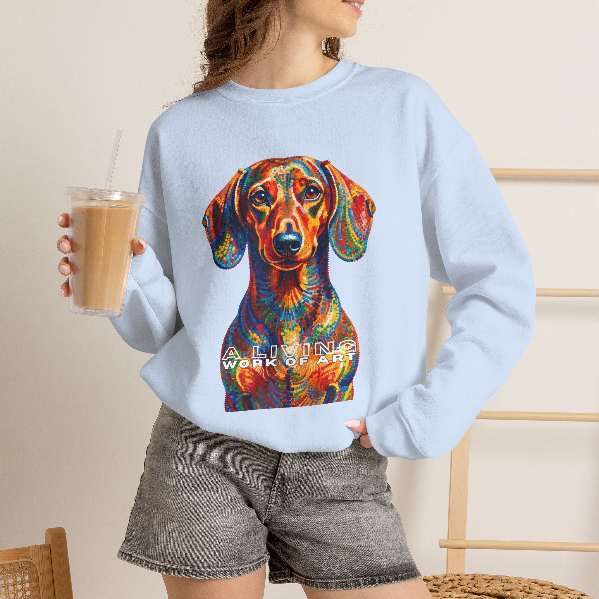 Dachshund Sweatshirt | Living Work of Art Collection | Pointillism Style