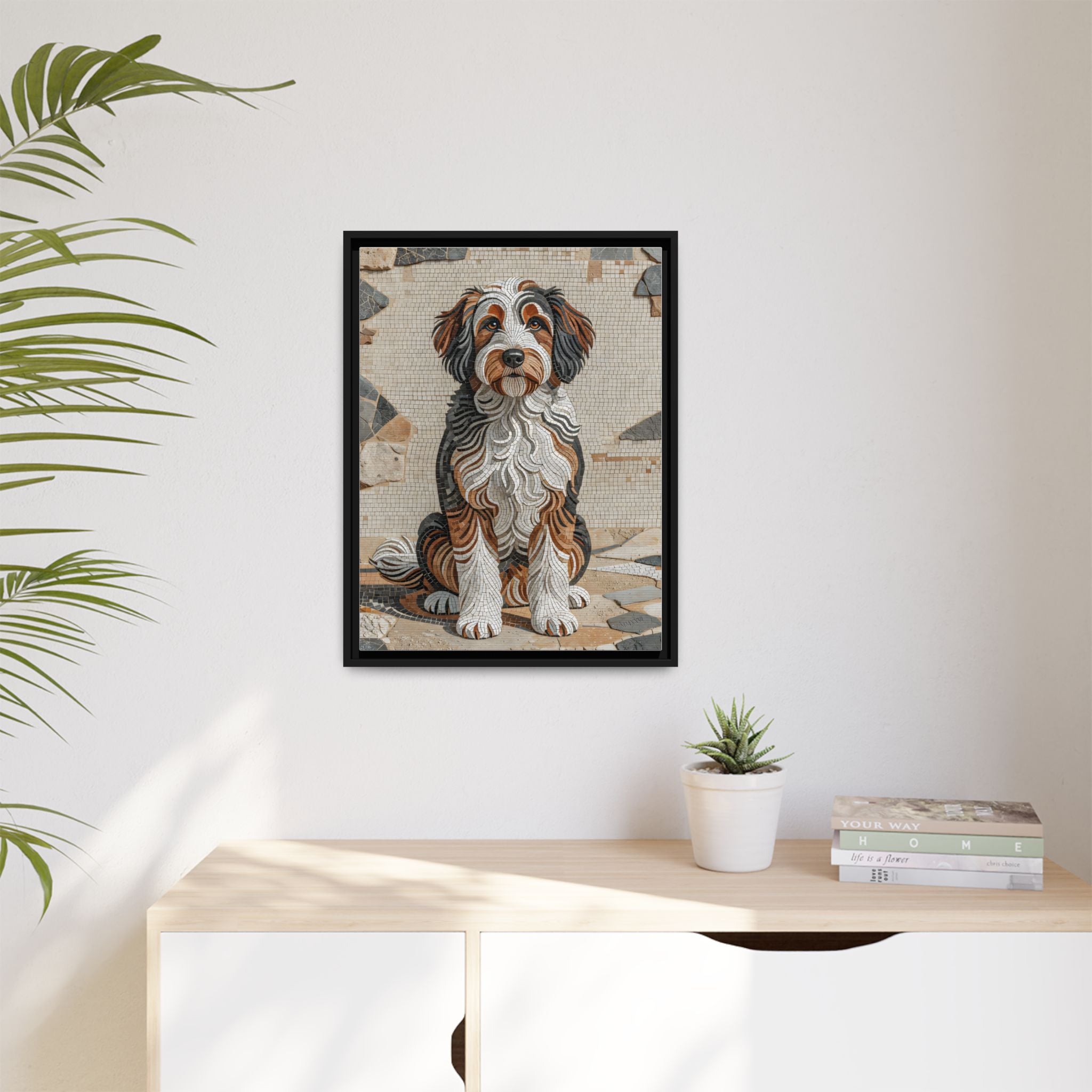 Bernedoodle Canvas Wall Art | Living Work of Art Collection | Mosaic Style Print