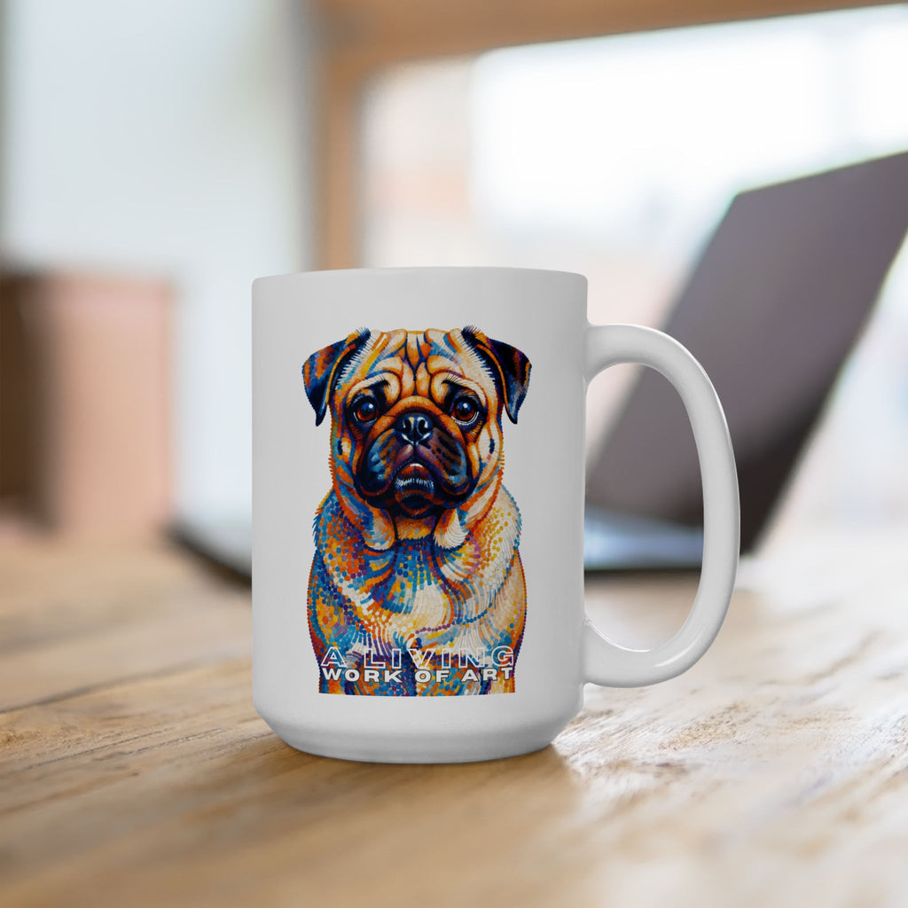 Pug Coffee Mug | Living Work of Art Collection | Pointillism Style