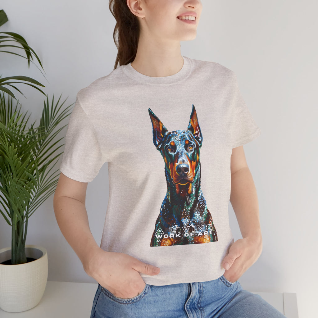 Doberman Pinscher T Shirt | Living Work of Art Collection | Pointillism Style