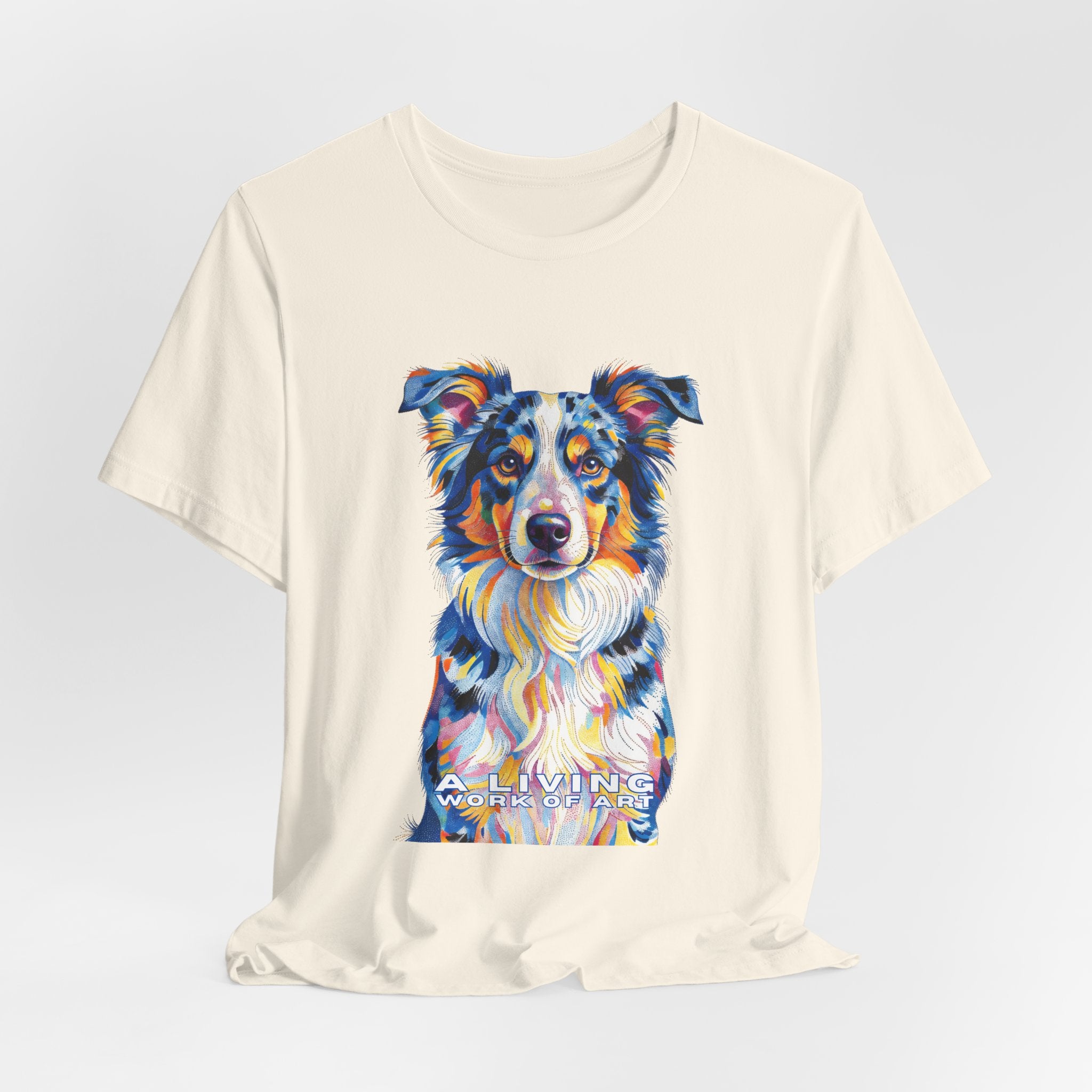 Australian Shepherd T Shirt | Living Work of Art Collection | Pointillism Style