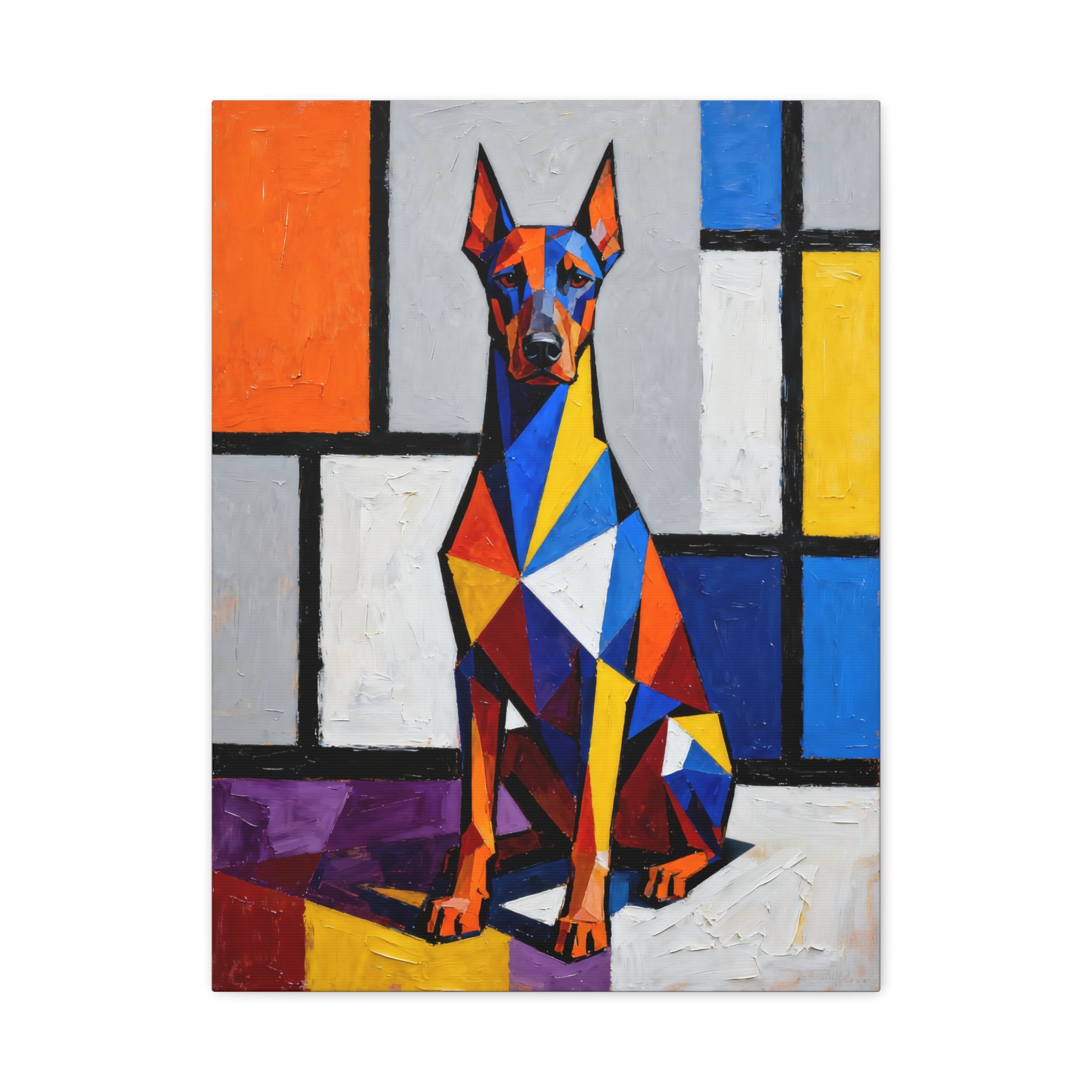 Doberman Pinscher Canvas Wall Art | Living Work of Art Collection | Cubist Style Print