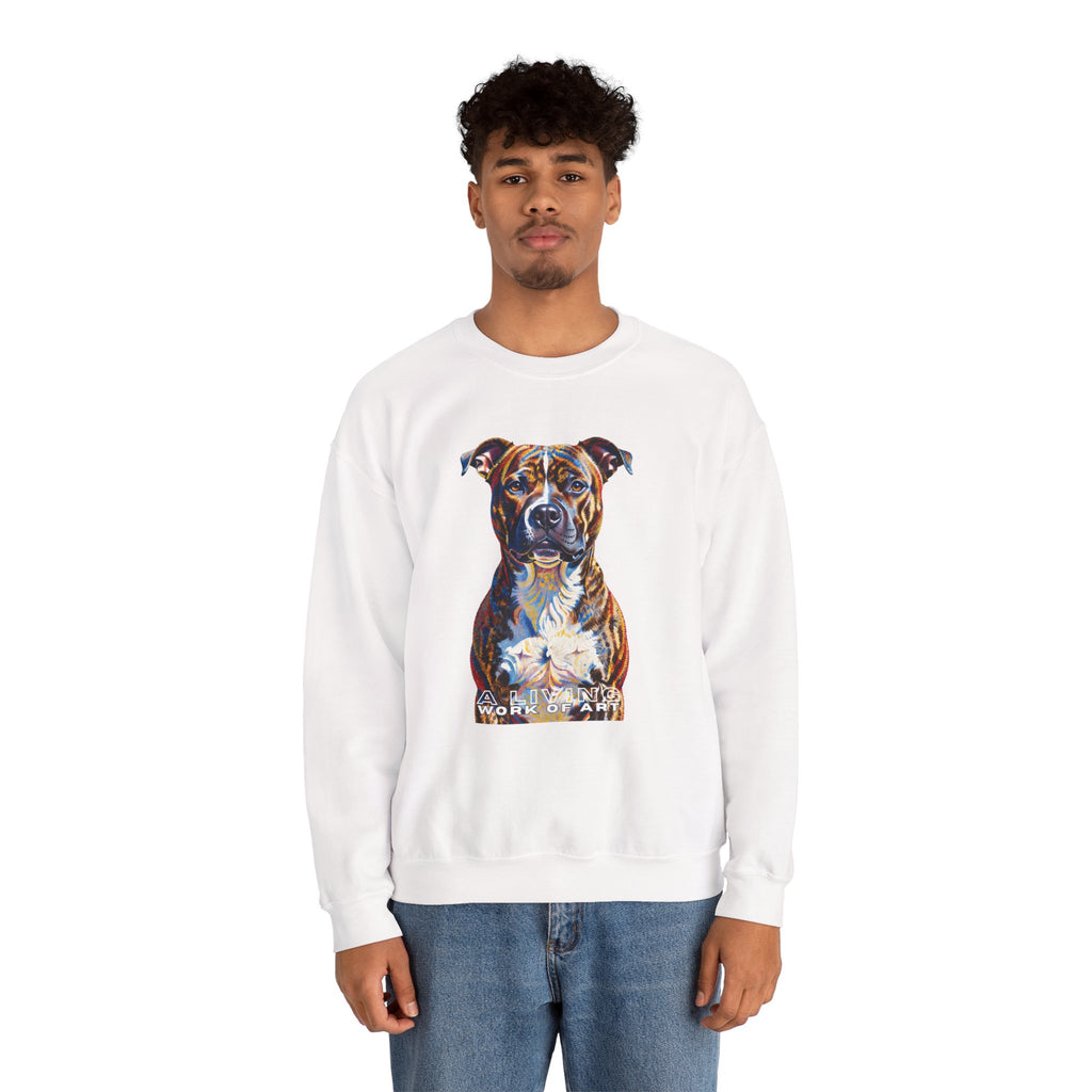 Staffordshire Bull Terrier Sweatshirt | Living Work of Art Collection | Pointillism Style