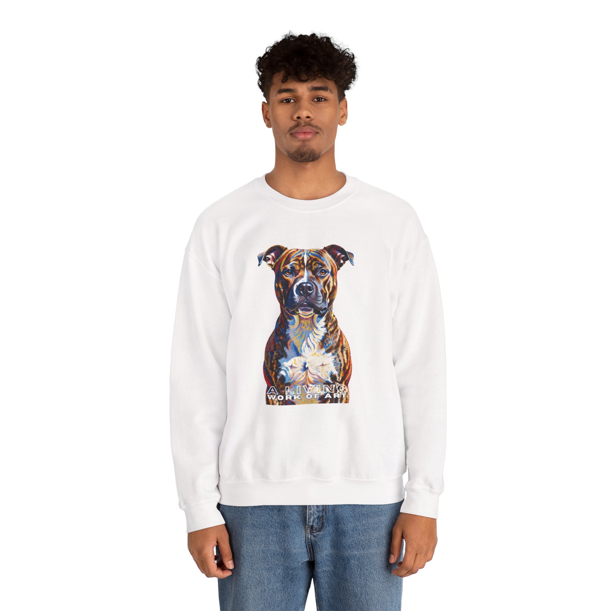 Staffordshire Bull Terrier Sweatshirt | Living Work of Art Collection | Pointillism Style