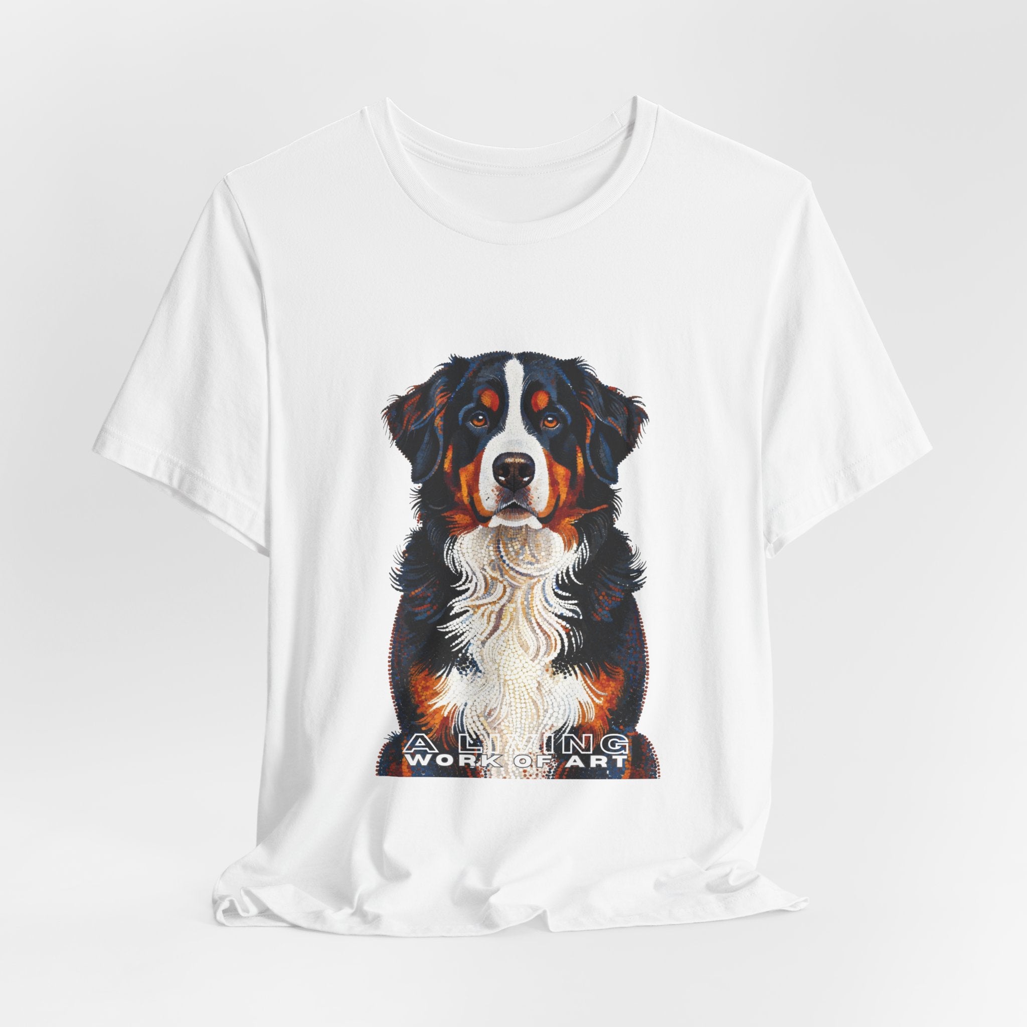 Bernese Mountain Dog T Shirt | Living Work of Art Collection | Pointillism Style