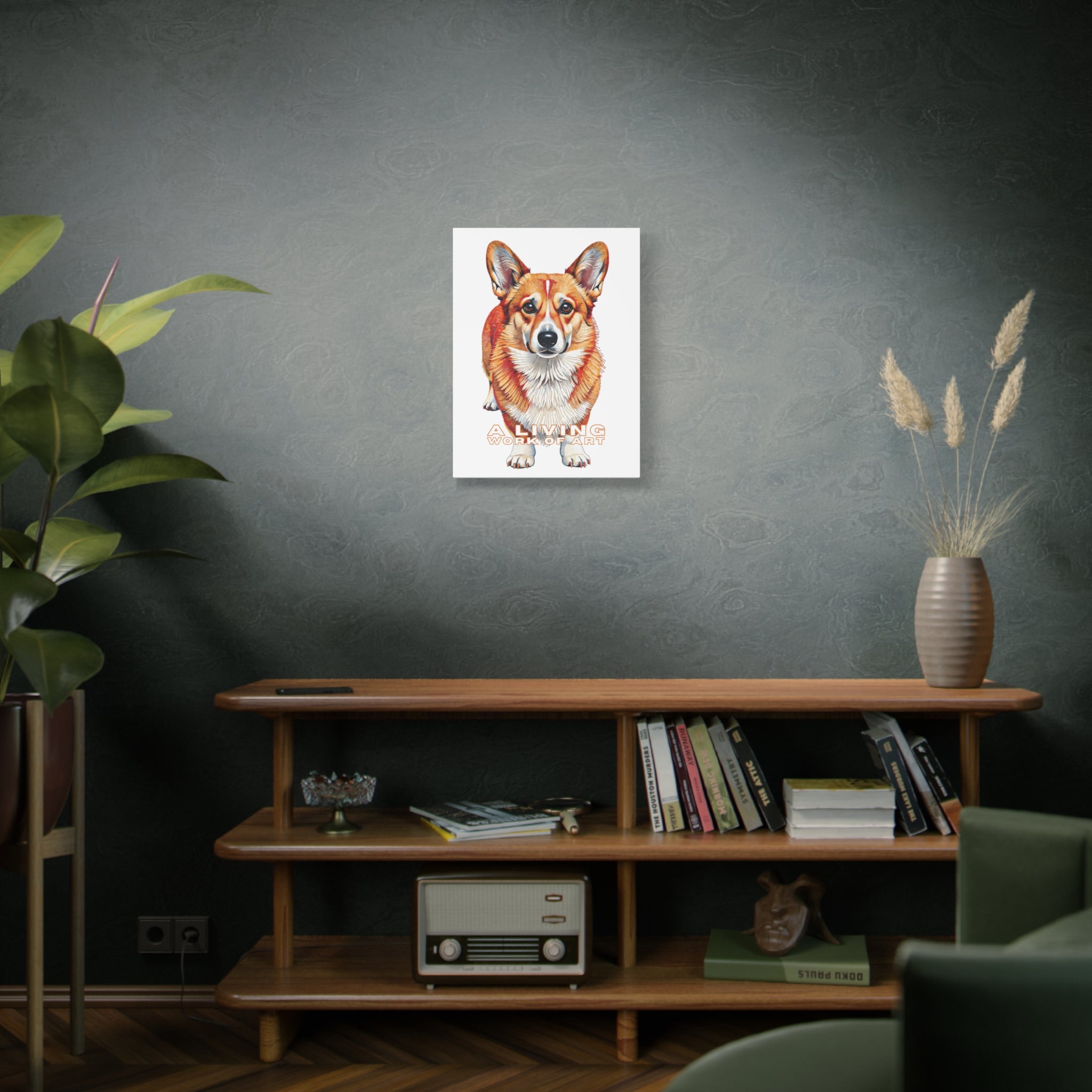 Corgi Canvas Wall Art | Living Work of Art Collection | Pointillism Style Print