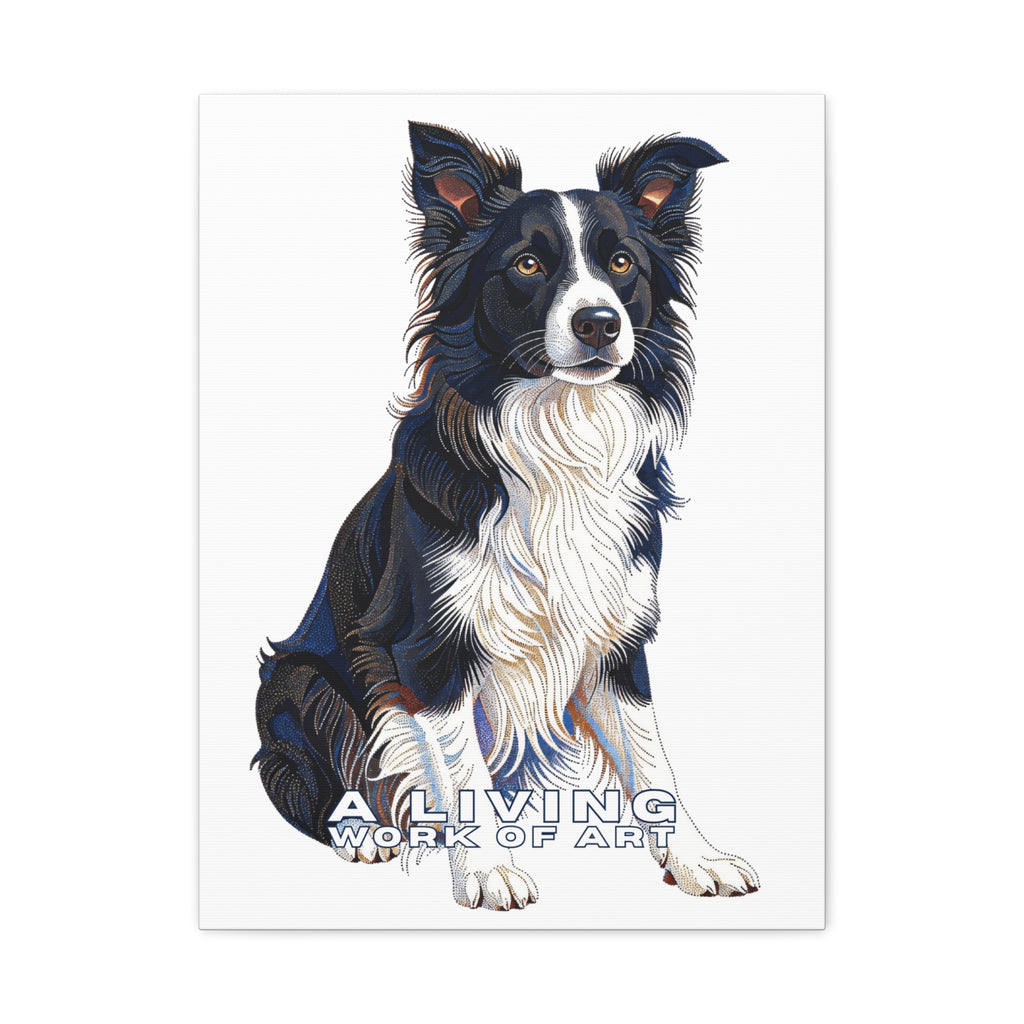Border Collie Canvas Wall Art | Living Work of Art Collection | Pointillism Style Print