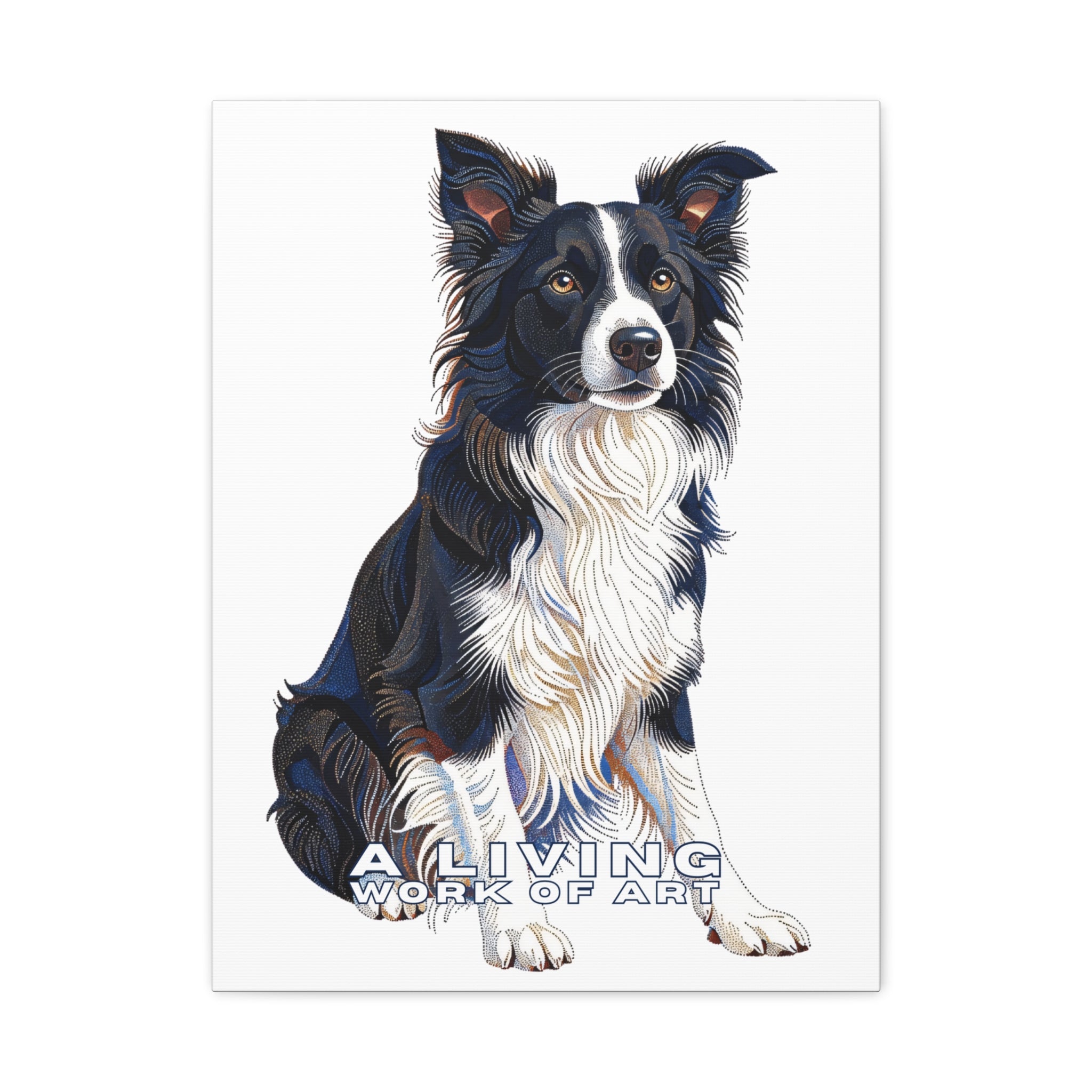 Border Collie Canvas Wall Art | Living Work of Art Collection | Pointillism Style Print