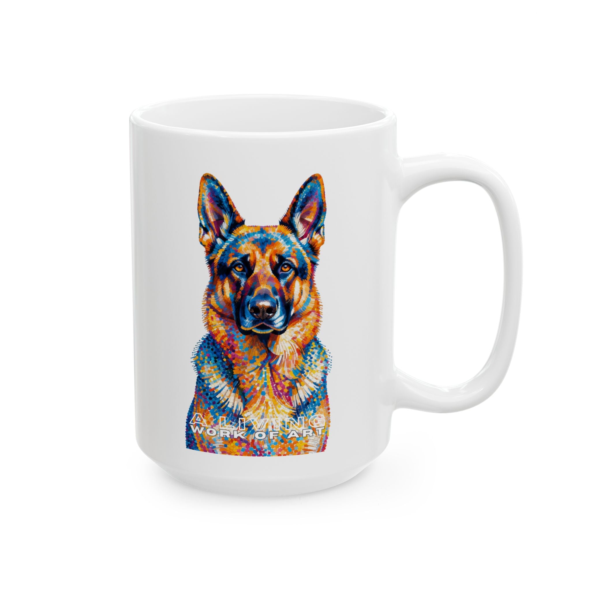 German Shepherd Coffee Mug | Living Work of Art Collection | Pointillism Style