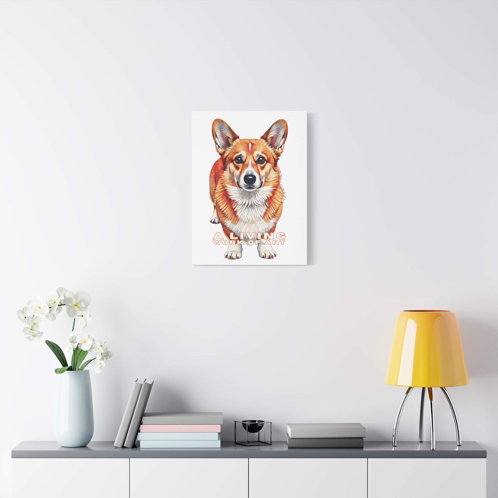 Corgi Canvas Wall Art | Living Work of Art Collection | Pointillism Style Print
