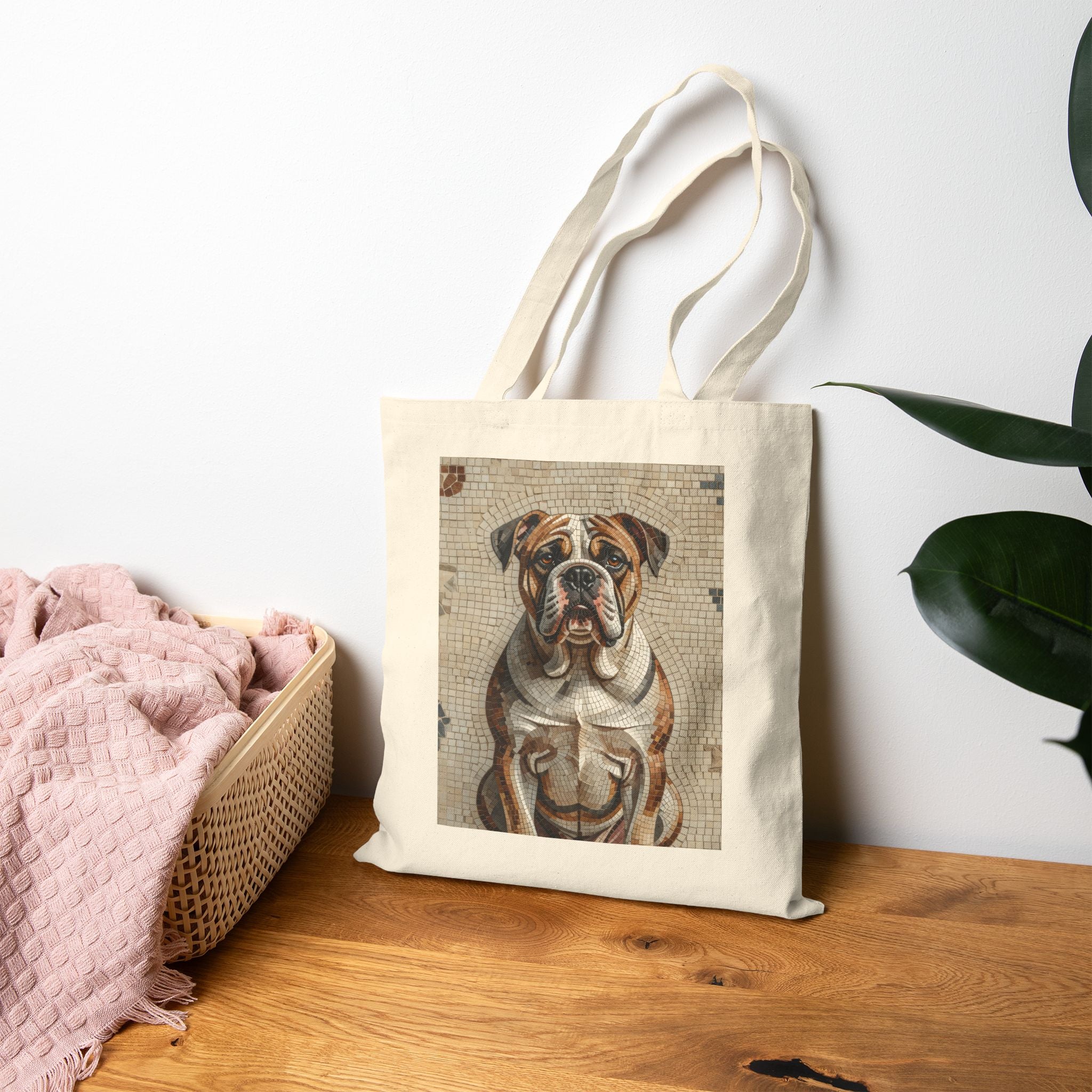 Bulldog Tote Bag | Living Work of Art Collection | Mosaic Style