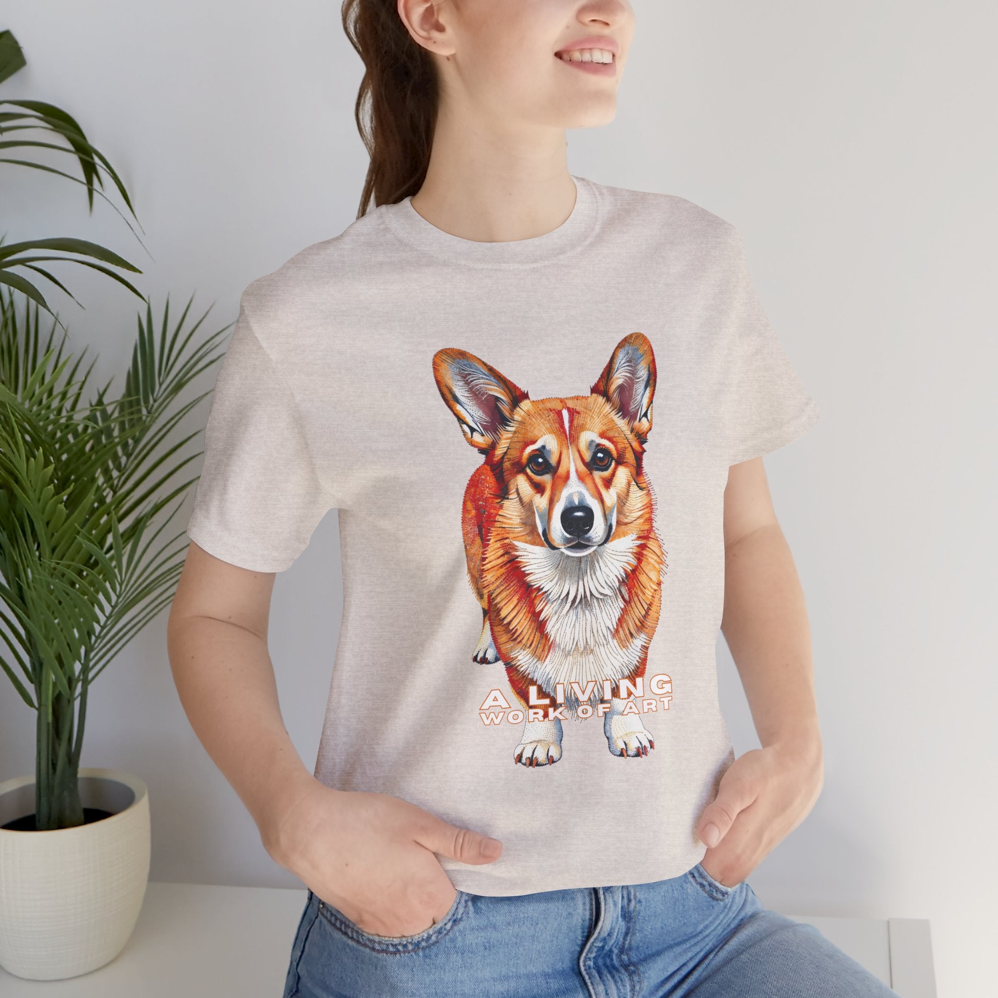 Corgi T Shirt | Living Work of Art Collection | Pointillism Style