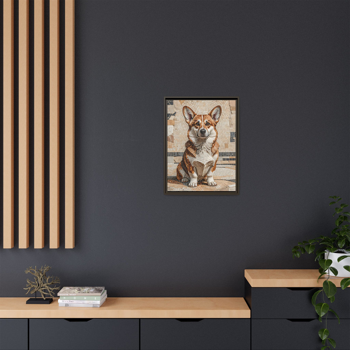 Corgi Canvas Wall Art - Mosaic Style Fine Art Print | Living Work of Art Collection