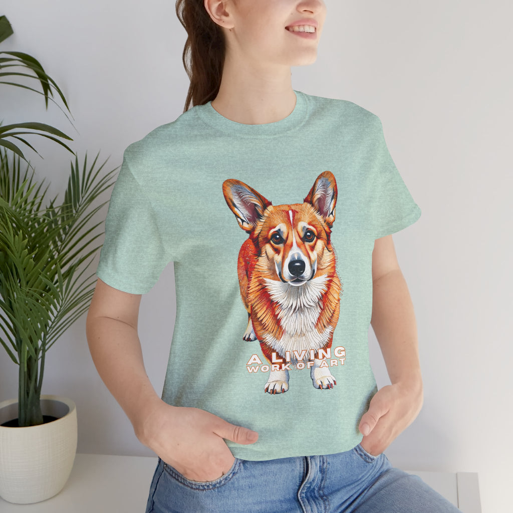 Corgi T Shirt | Living Work of Art Collection | Pointillism Style
