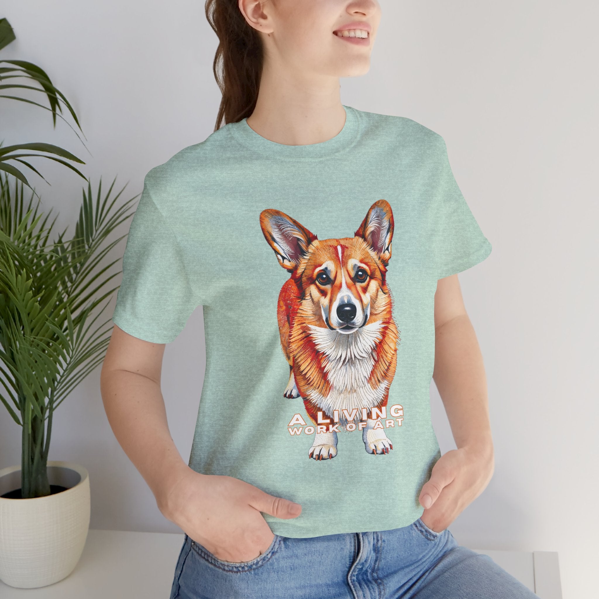 Corgi T Shirt | Living Work of Art Collection | Pointillism Style