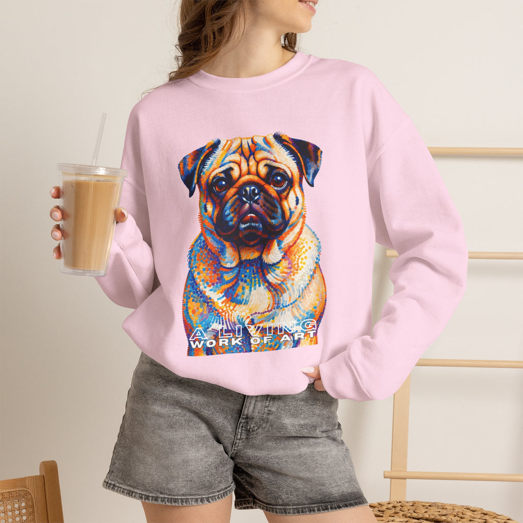 Pug Sweatshirt | Living Work of Art Collection | Pointillism Style