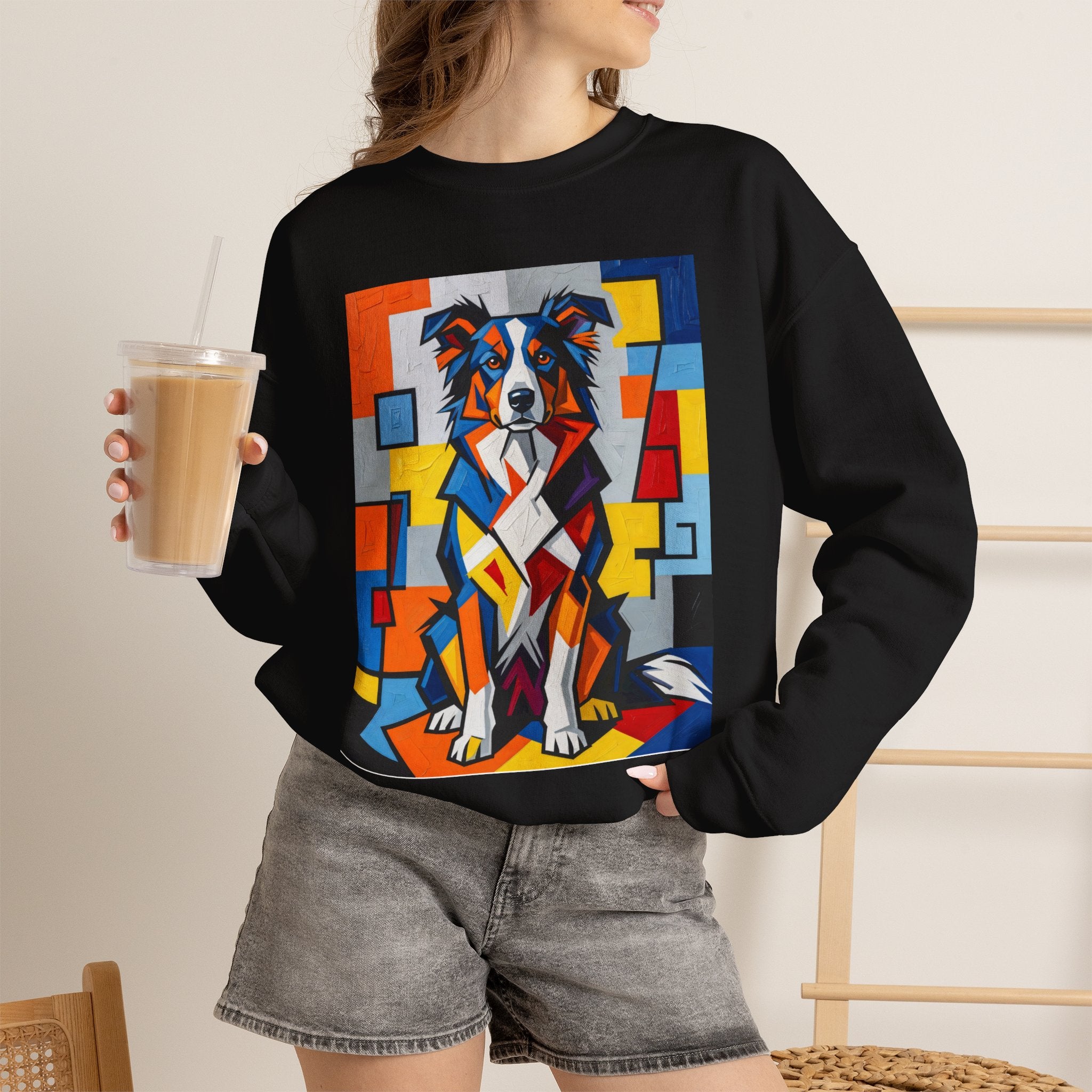 Border Collie Sweatshirt | Living Work of Art Collection | Cubist Style