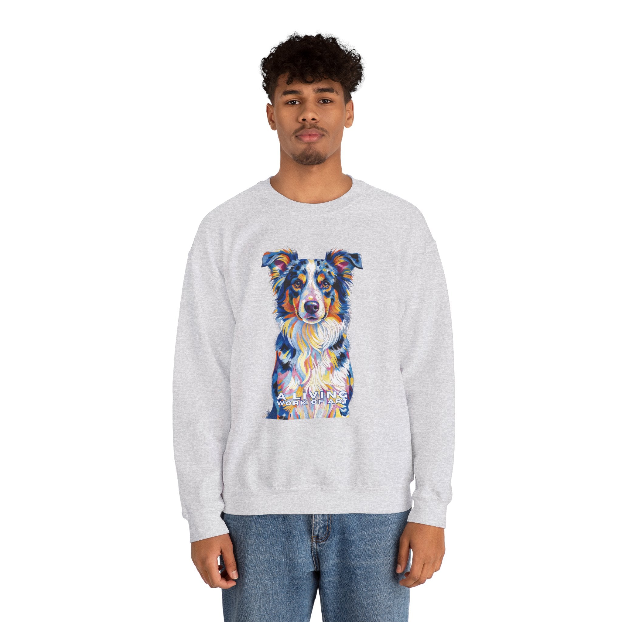 Australian Shepherd Sweatshirt | Living Work of Art Collection | Pointillism Style