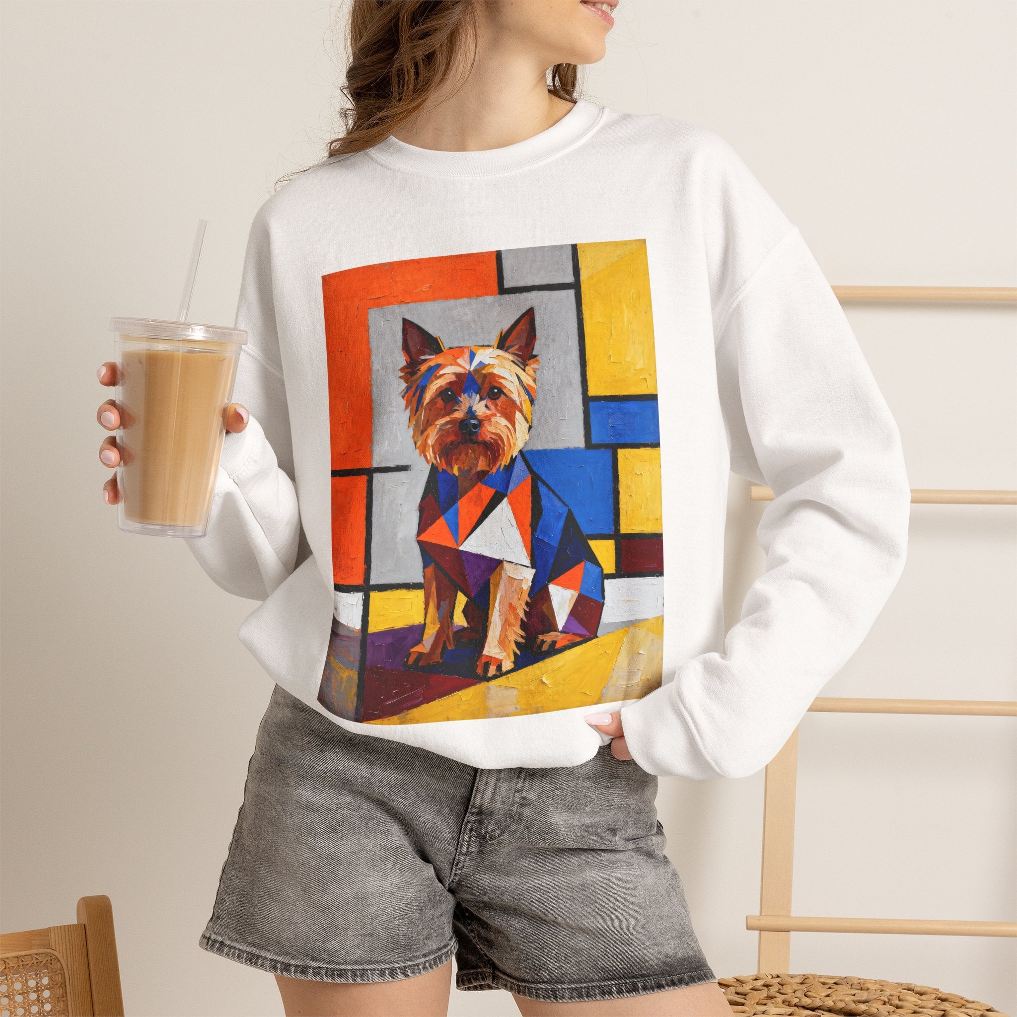 Yorkshire Terrier Sweatshirt | Living Work of Art Collection | Cubist Style