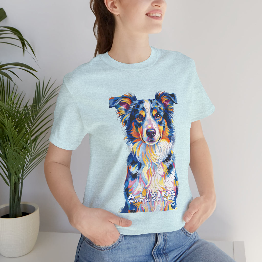 Australian Shepherd T Shirt | Living Work of Art Collection | Pointillism Style