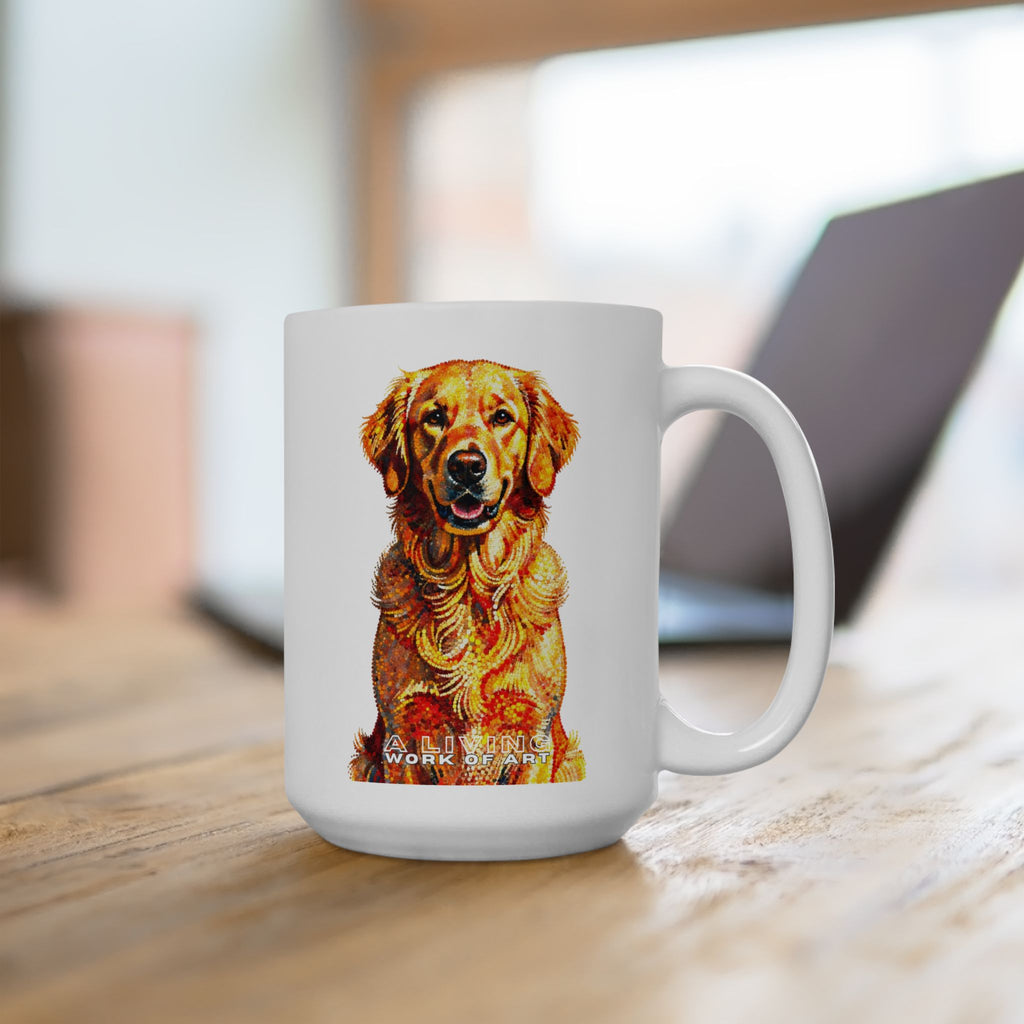 Golden Retriever Coffee Mug | Living Work of Art Collection | Pointillism Style